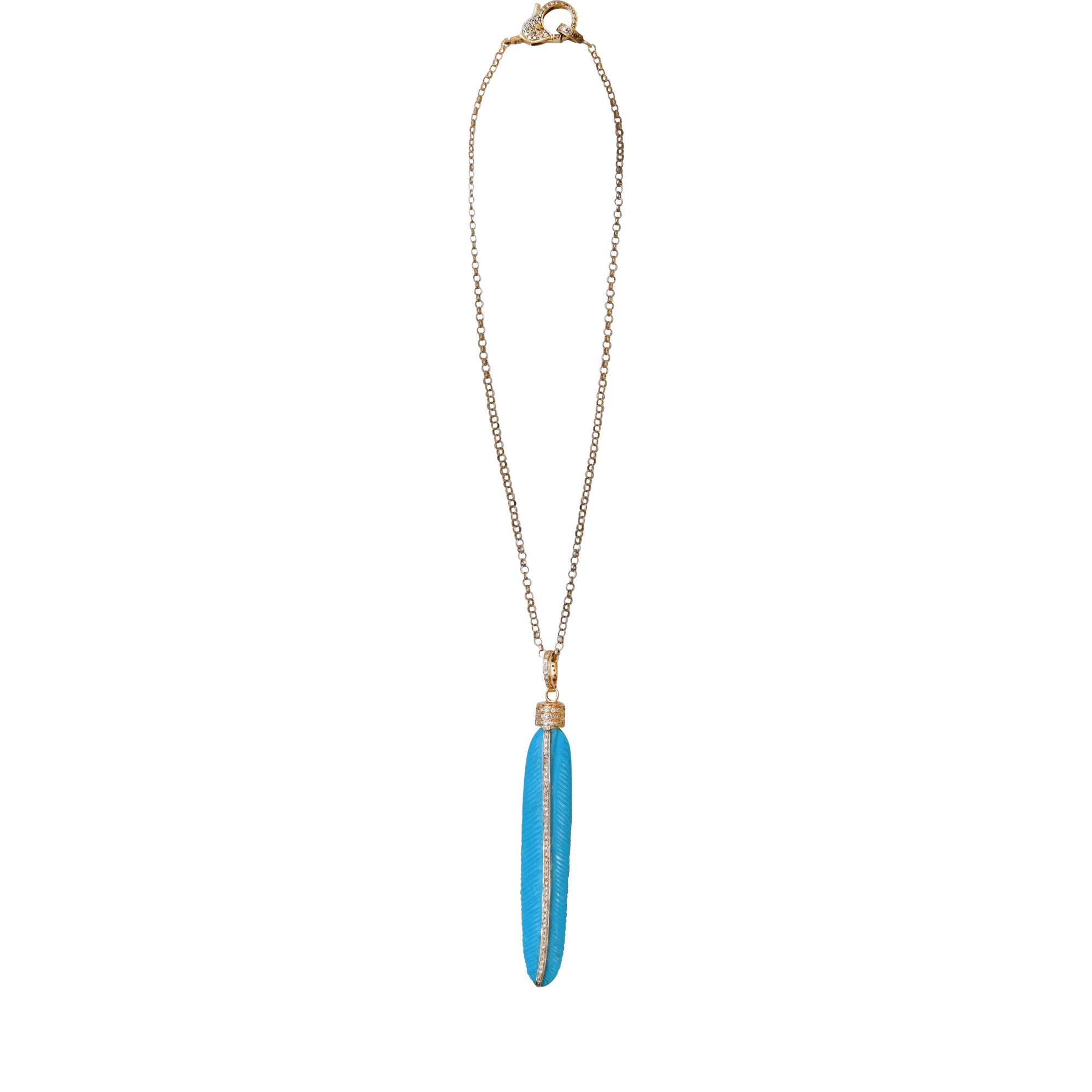 14k Carved Turquoise Feather Pendant – BASE Fashion + Facial Bar
