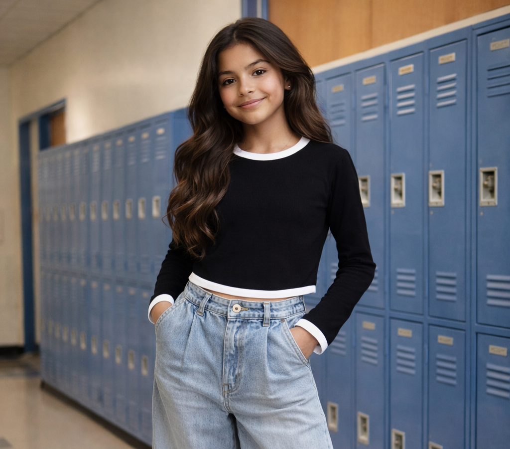 Contrast Long Sleeve Top