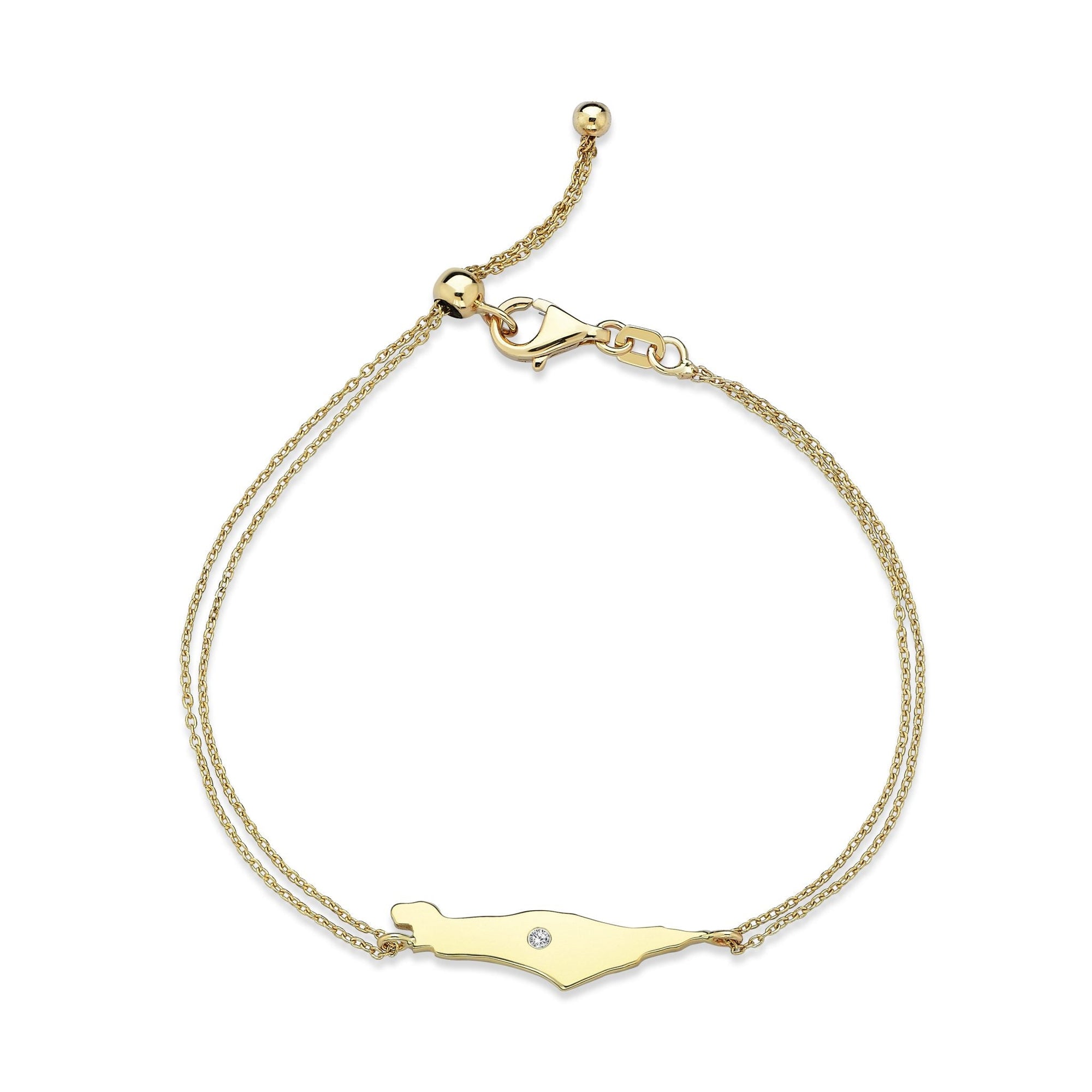 14K Gold diamond Map of Israel bracelet