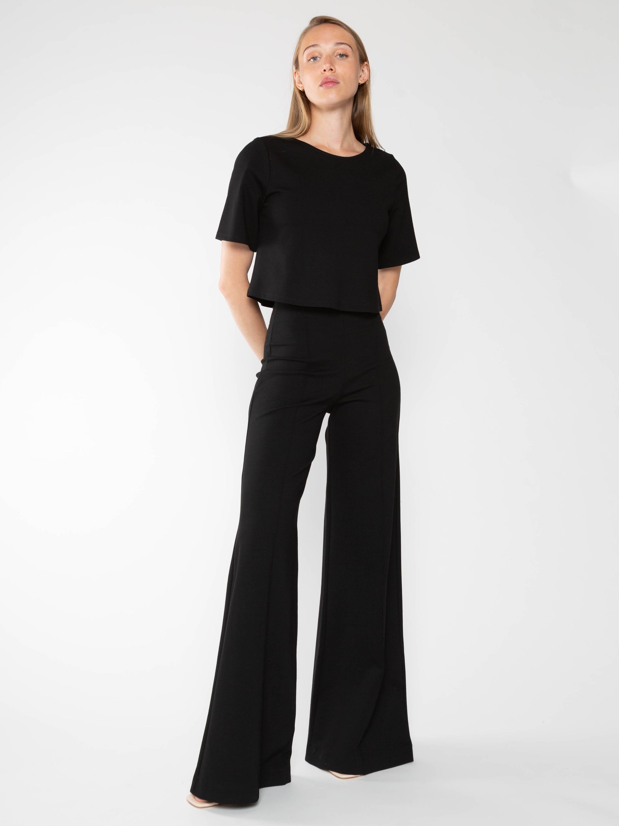 Ponte Knit Wide Leg Pant - Wholesale