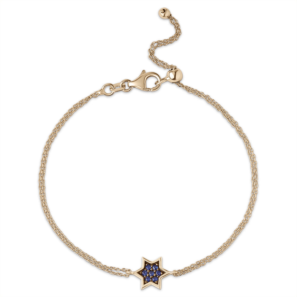 14k gold 1cm full star of David Blue sapphire