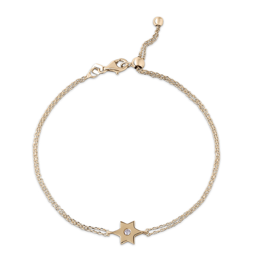 14k gold 1cm single star of david bracelet