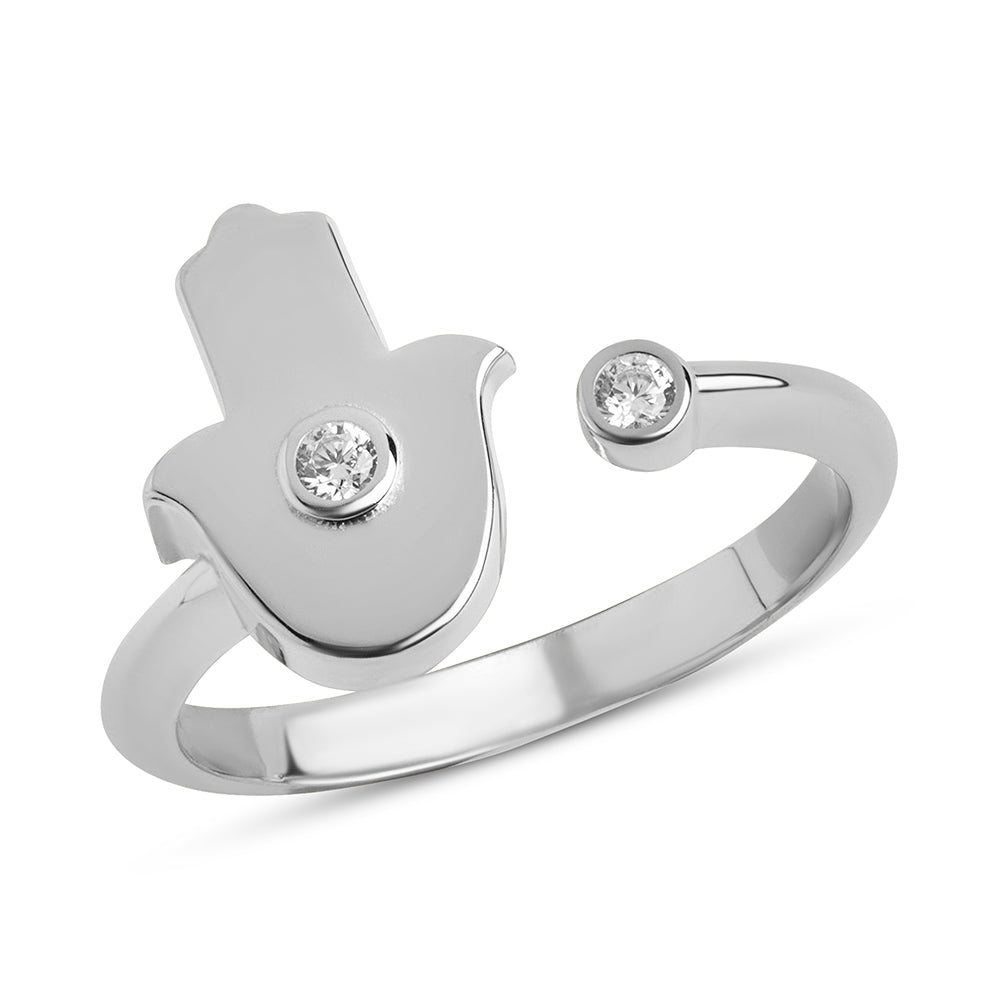 14k gold Single diamond Hamsa ring
