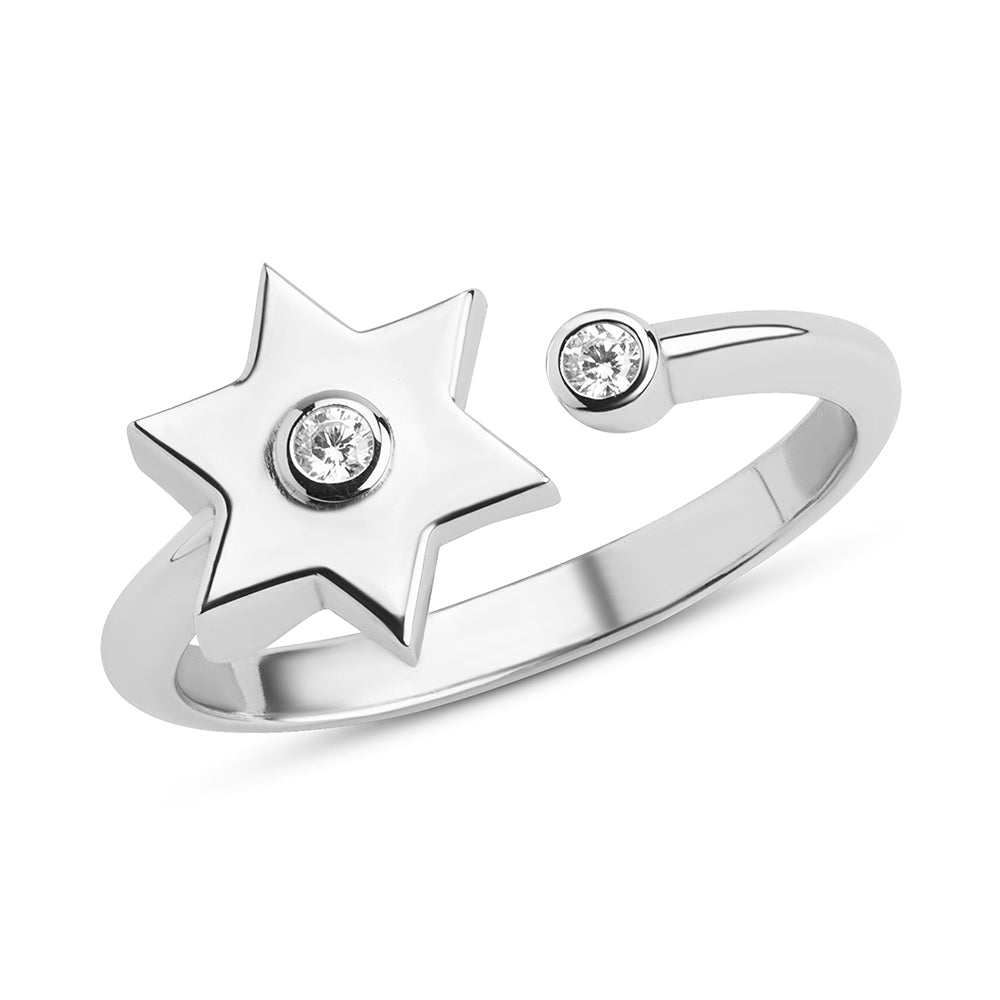 14k gold Single diamond star of David ring