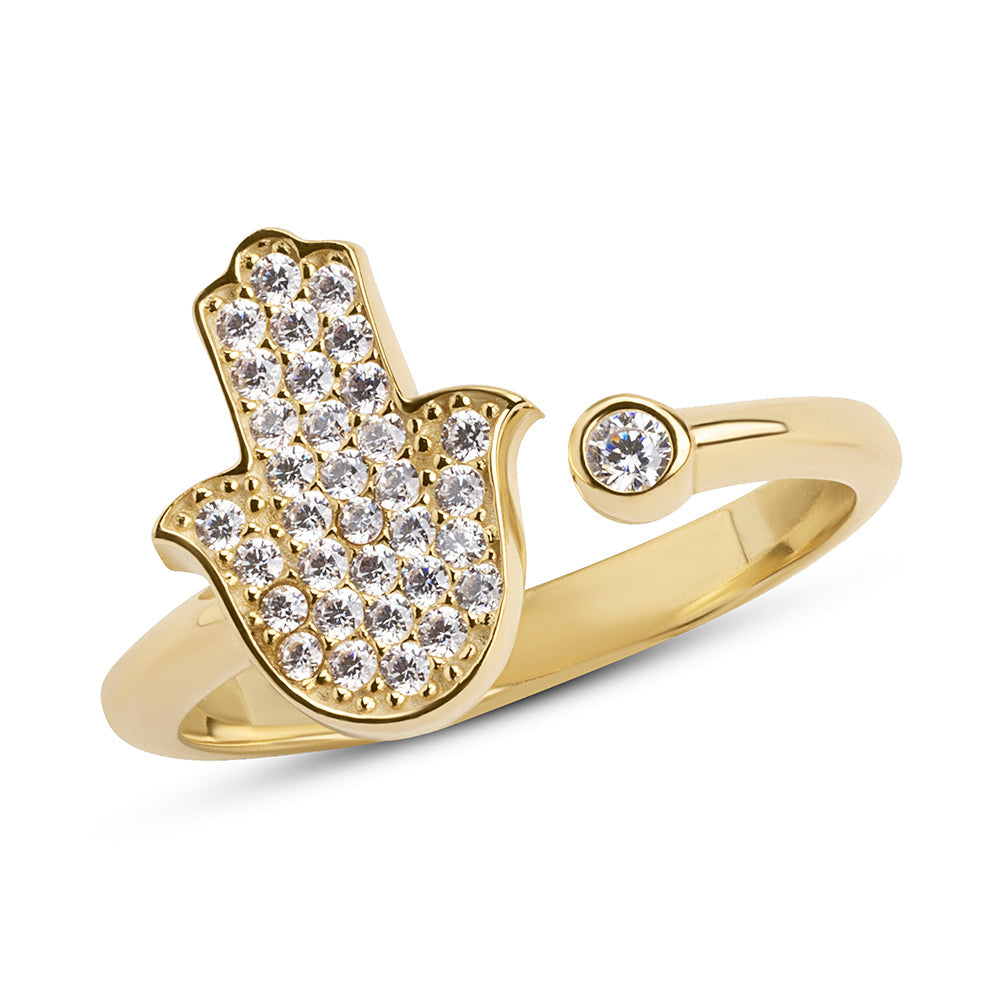 Silver full Hamsa ring