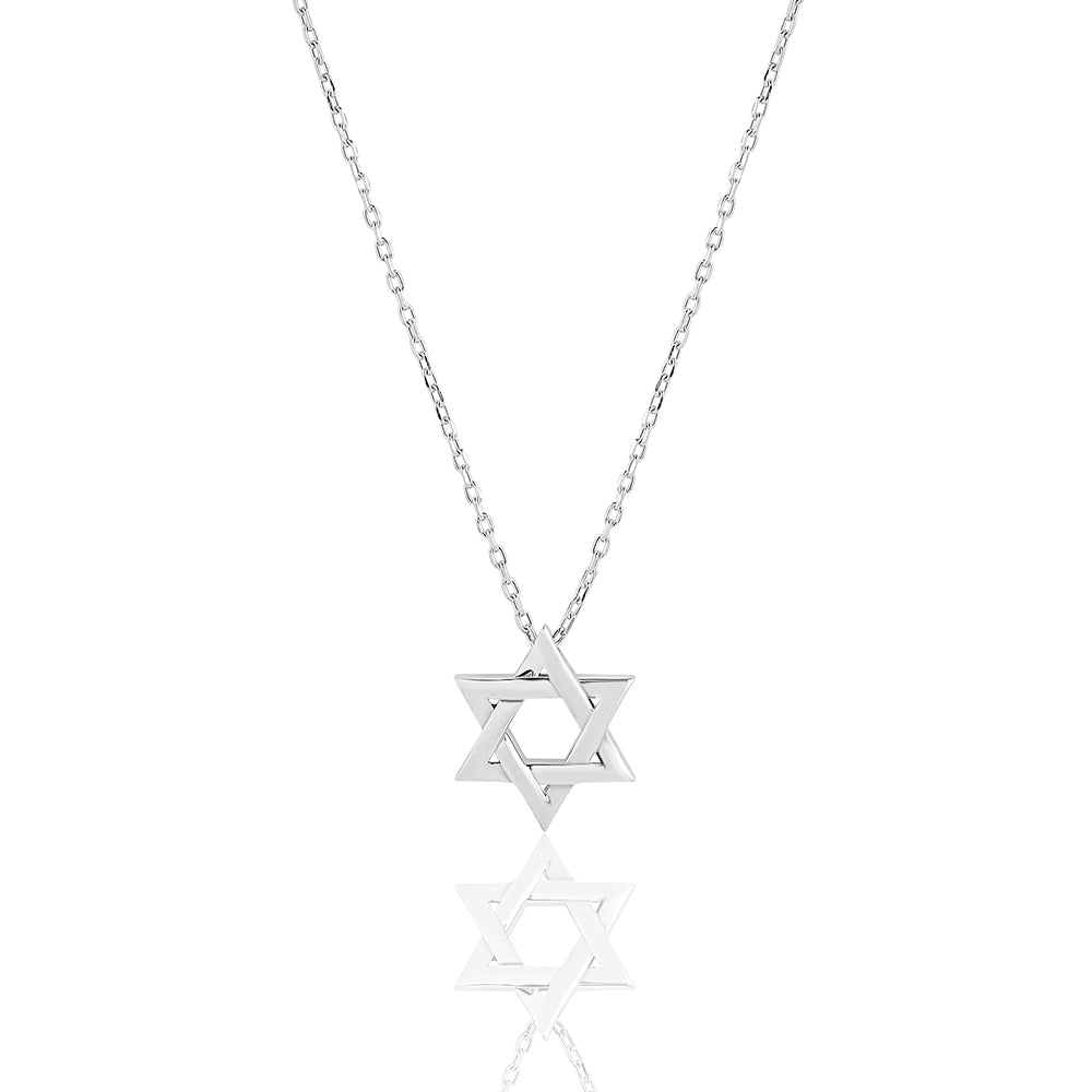 14k gold large plain braided Thick star of david necklace