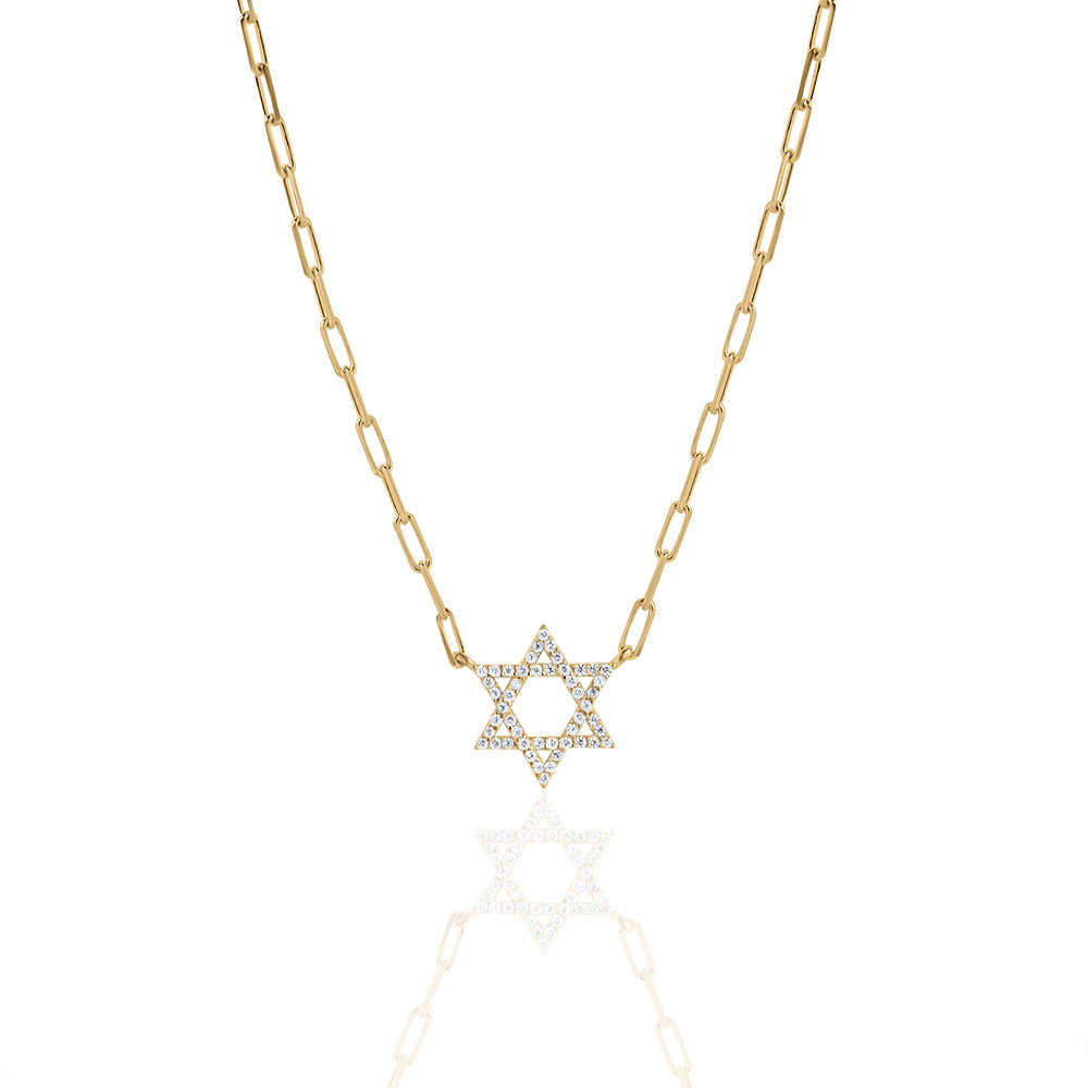 Classic star of david necklace paperclip