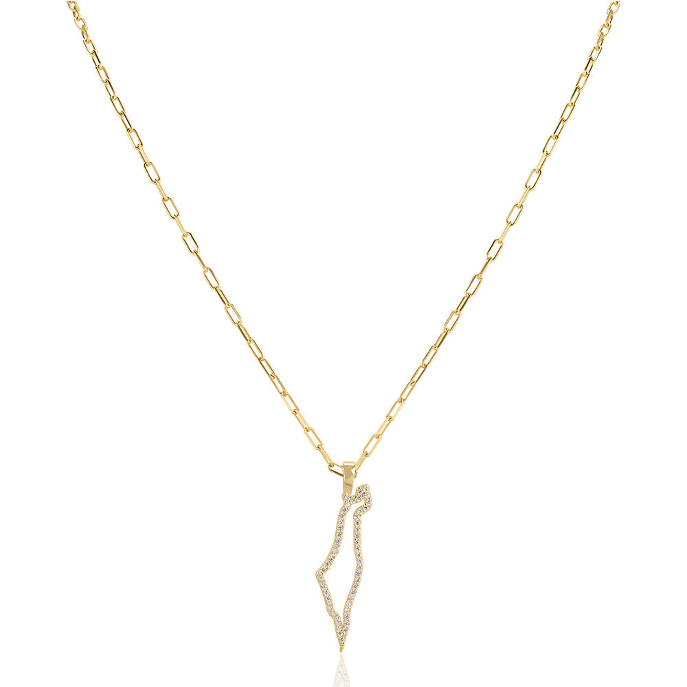 Hollo map of Israel paperclip necklace