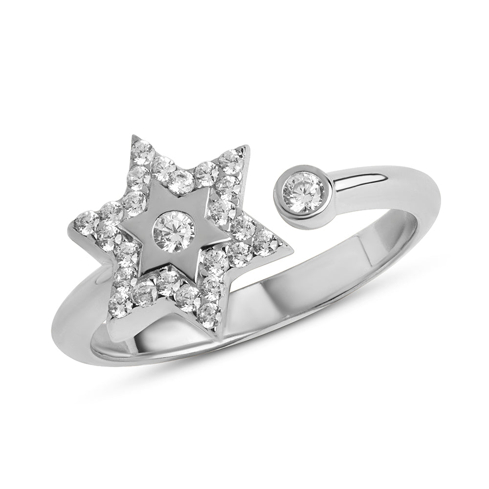 14k gold full diamond star of David ring