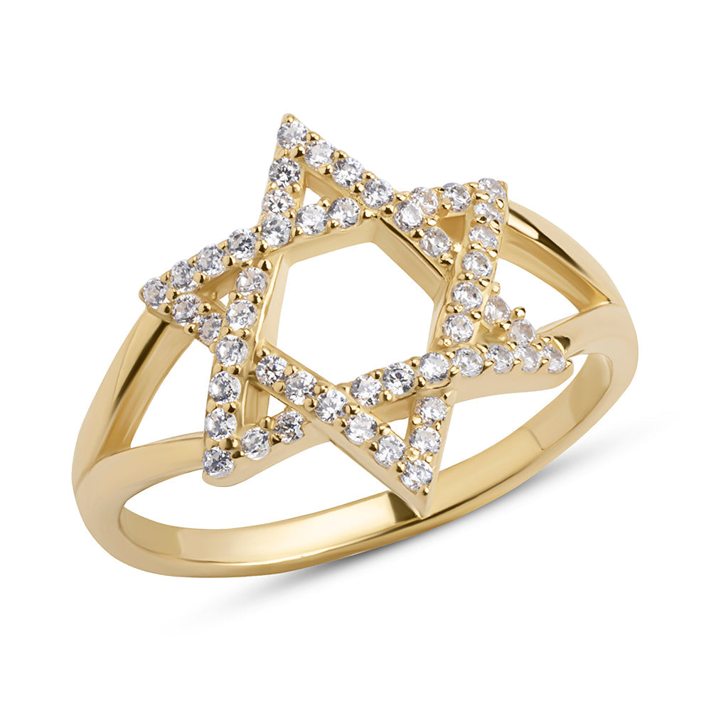 Large silver star of David ring