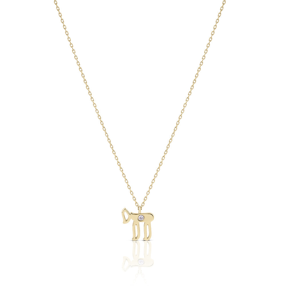 14k gold small single diamod hai necklace