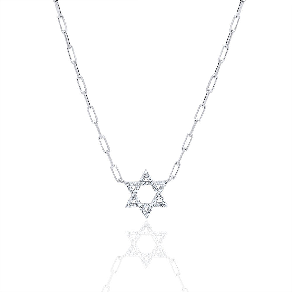 Classic star of david necklace paperclip