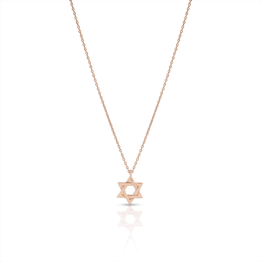 14k gold plain braided star of david necklace