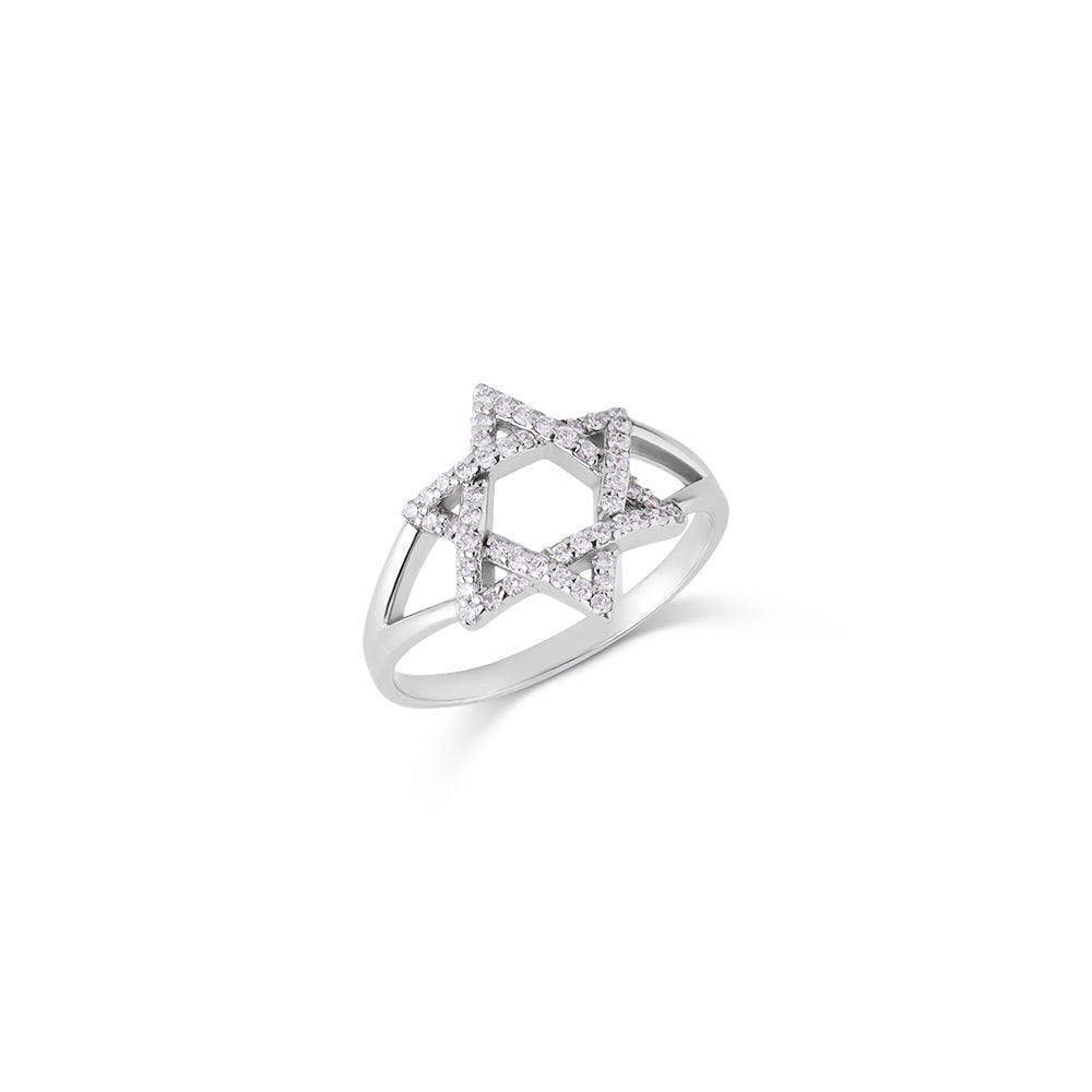 Silver star of David ring