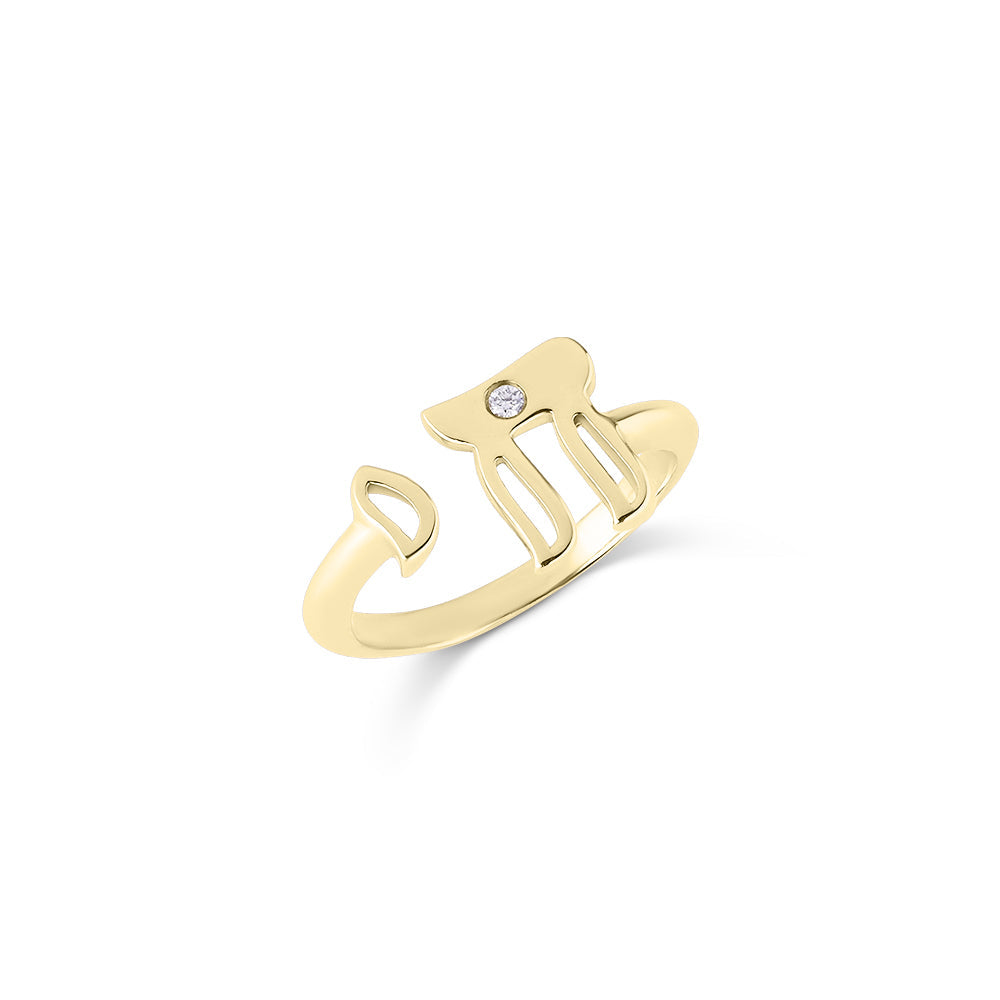 14k gold single diamond Hai ring