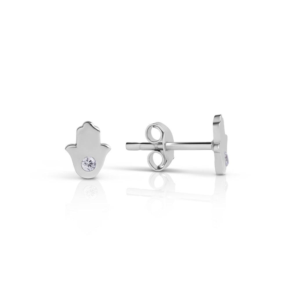 14k gold Mystic Gold With Single Dimond Hamsa Earring