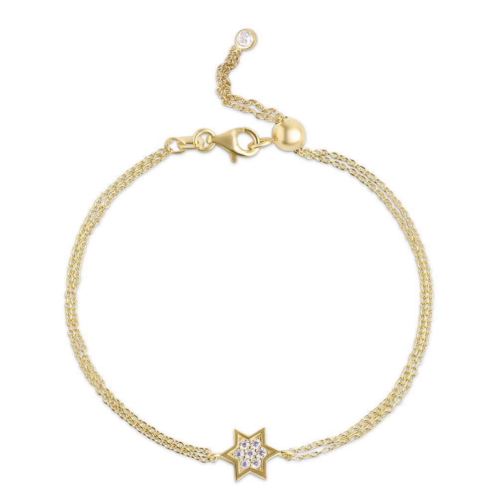 Silver 1 cm full star of david bracelet