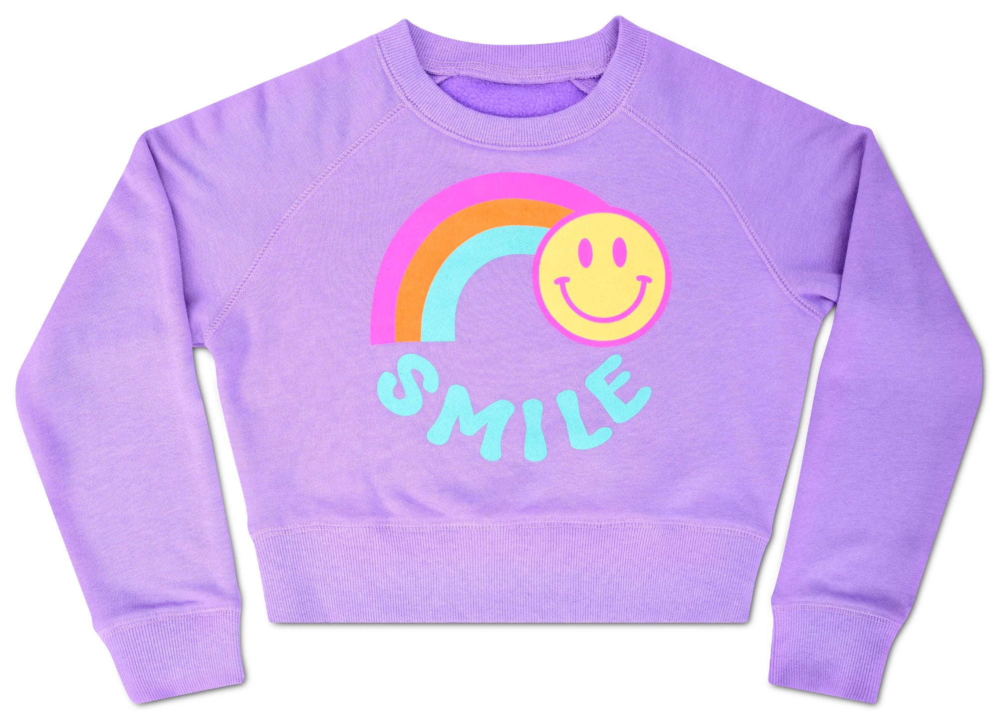 Rainbow Smile Vivid Violet Basic Crew Neck Sweatshirt