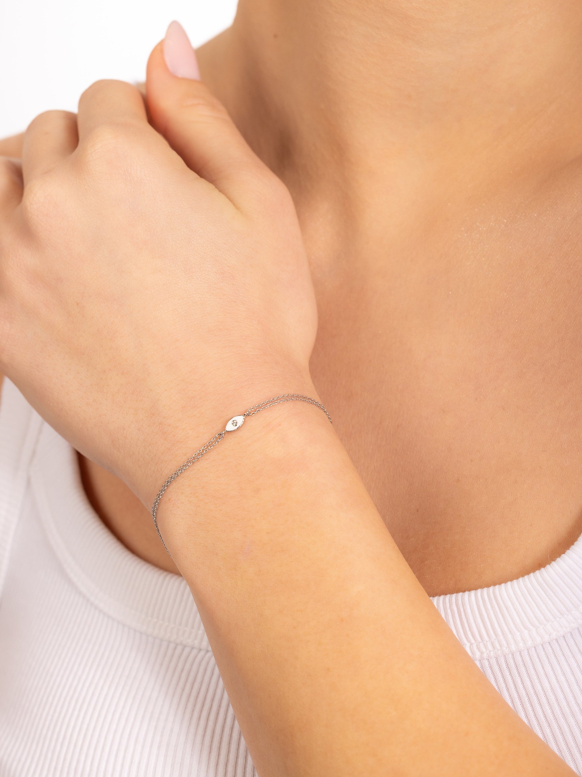 14k gold Mystic Gold &amp; Single Diamond Eye Enamel bracelet