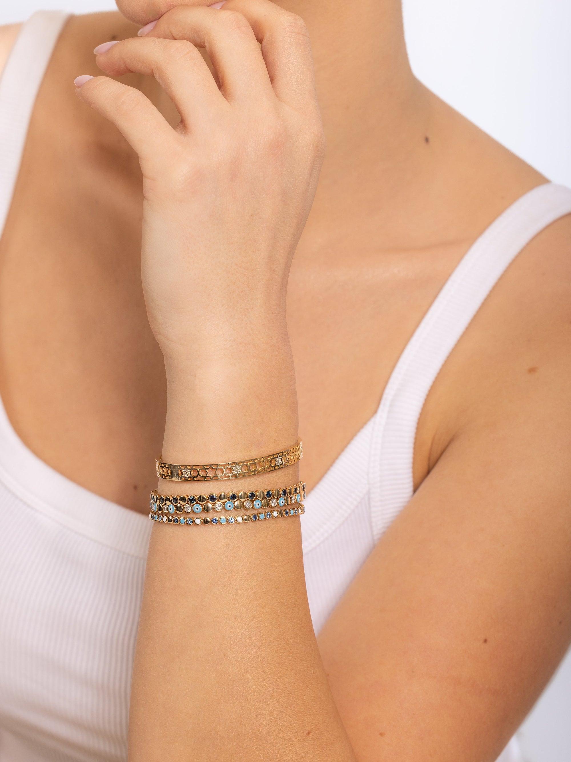 14k gold Honeycomb bangle