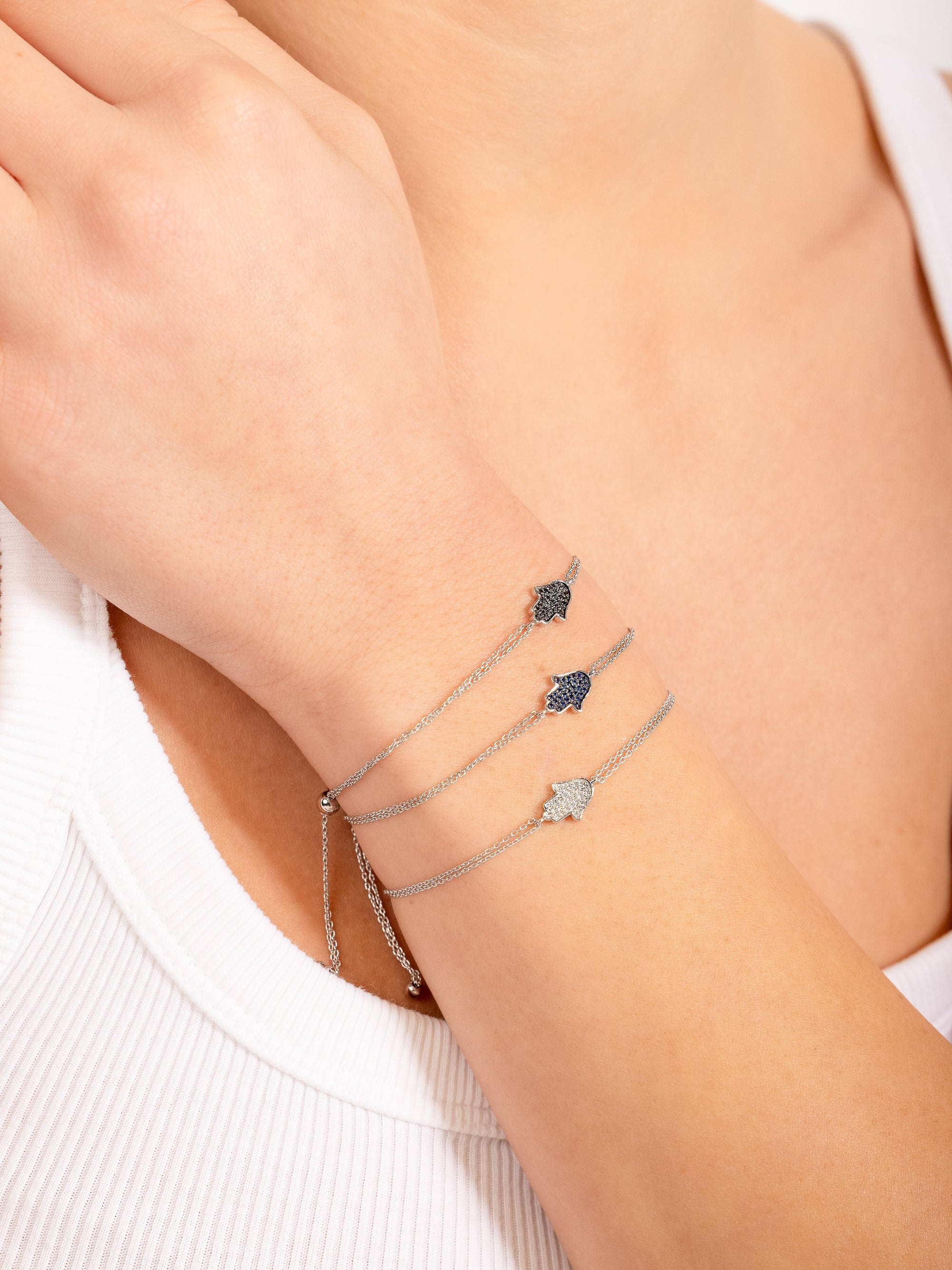 14K Gold Hamsa Bracelet Pink sapphire