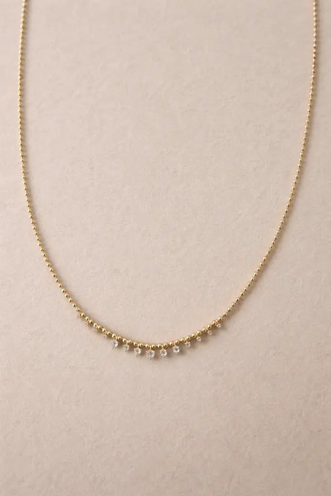 Dainty Crystal Drop Necklace YG
