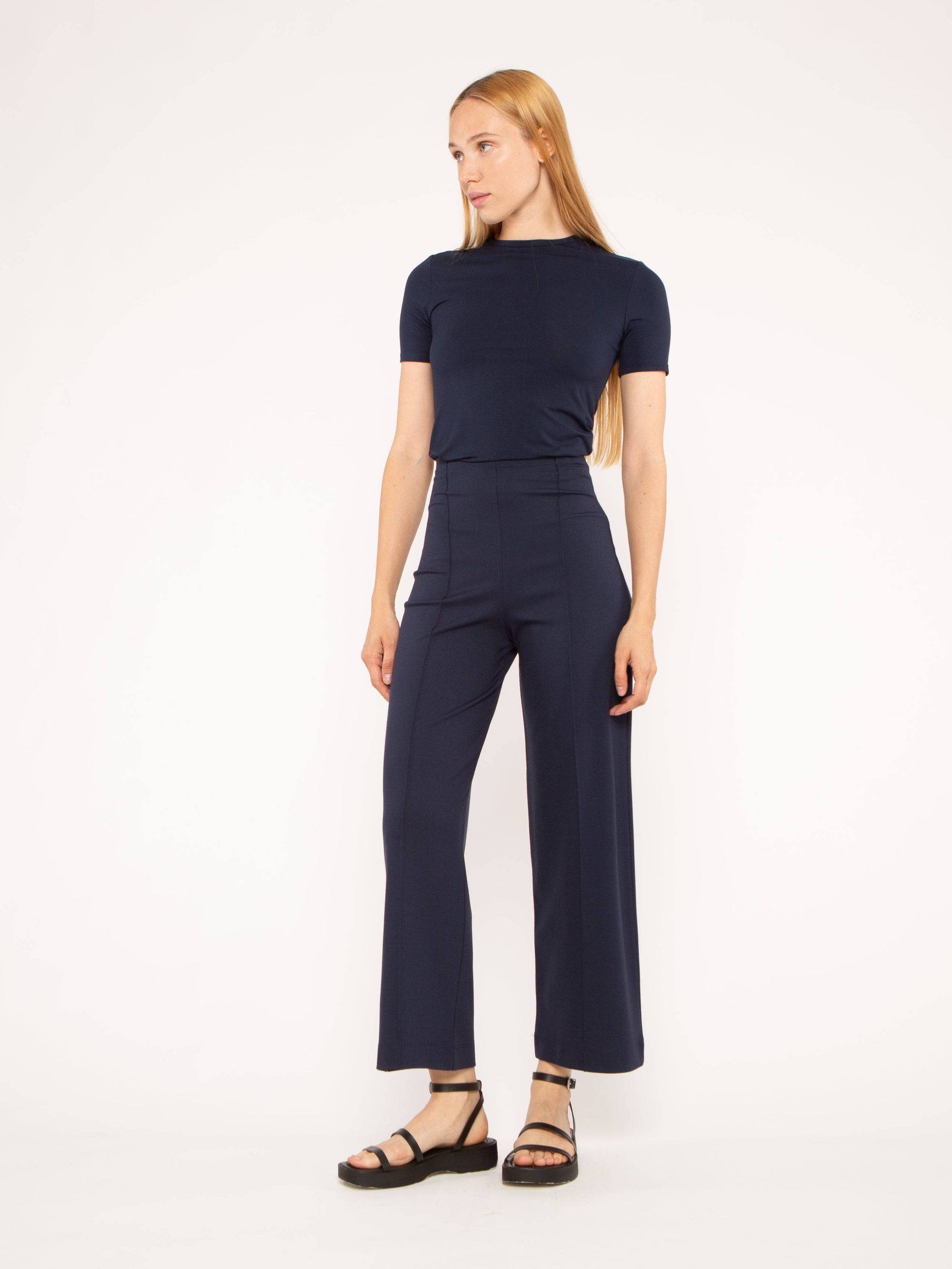 Ponte Knit Straight Leg Pant: Cropped - Wholesale