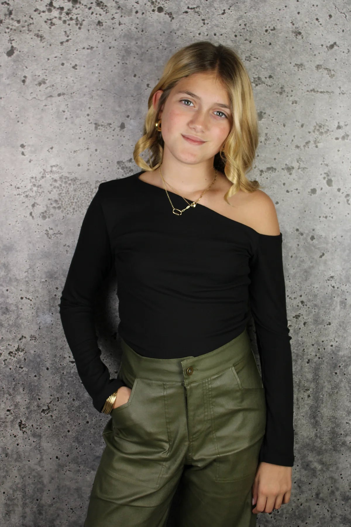 One Shoulder Long Sleeve Top