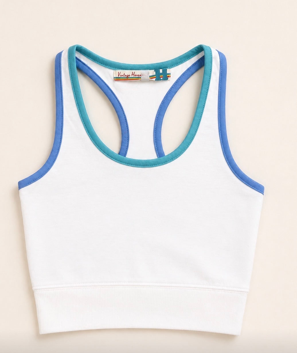 White Cropped Tennis Top
