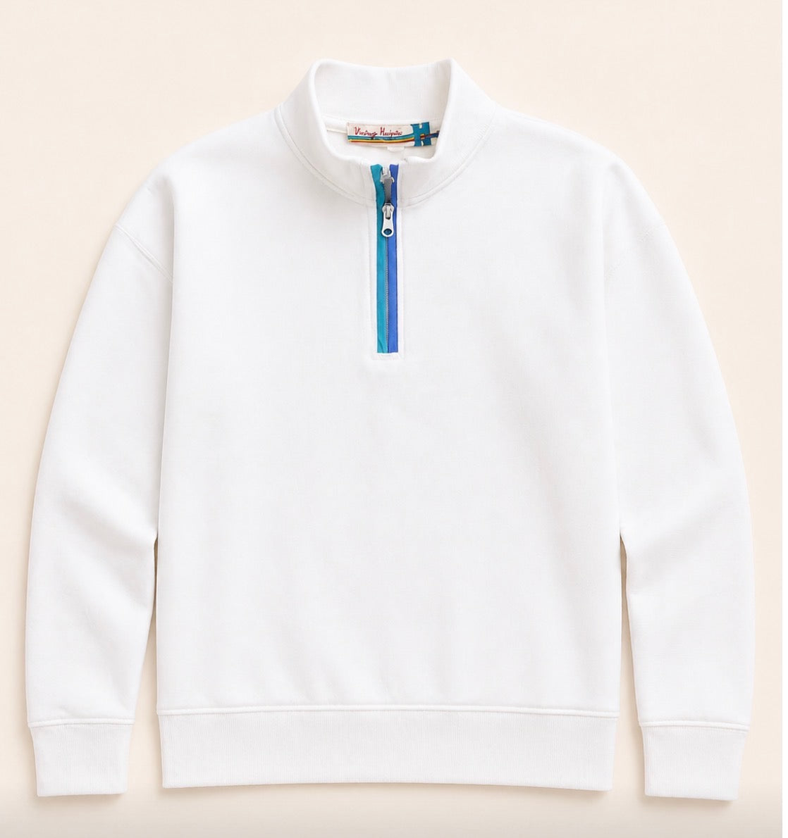 White Striped Zip Top