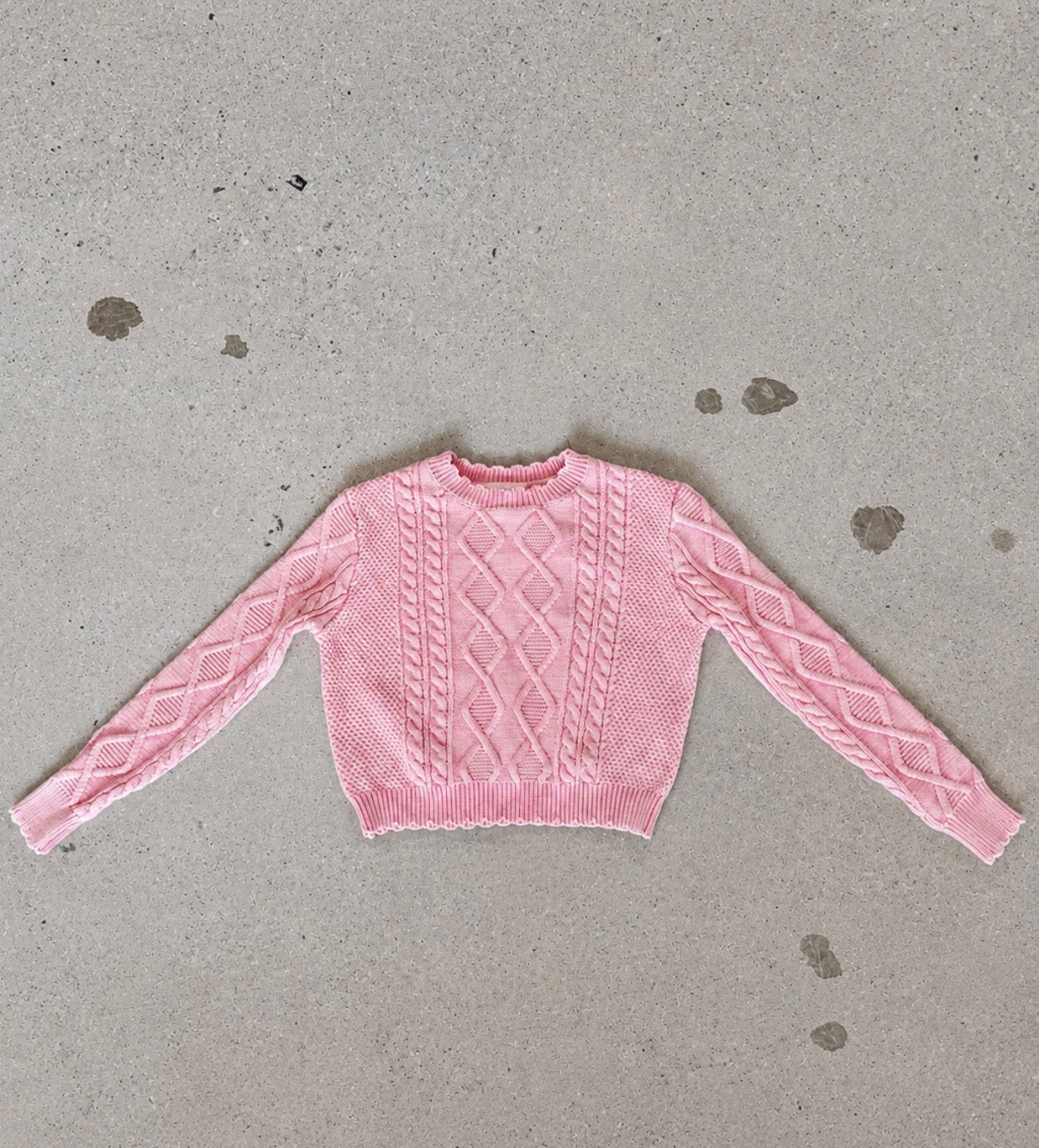 Girls'Love Daisy Cable Knit Crew Sweater