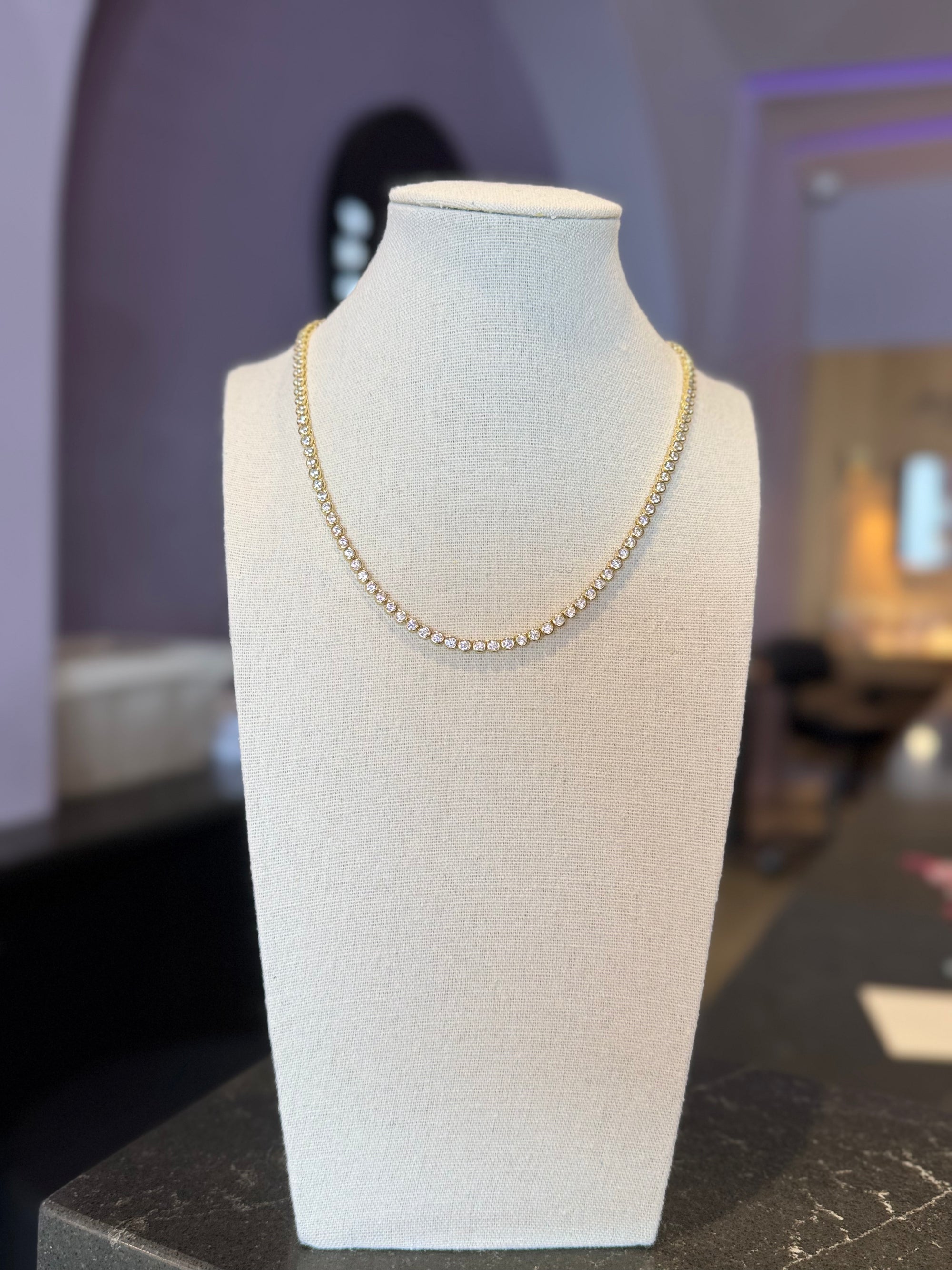 Crystal Bezel Tennis Necklace