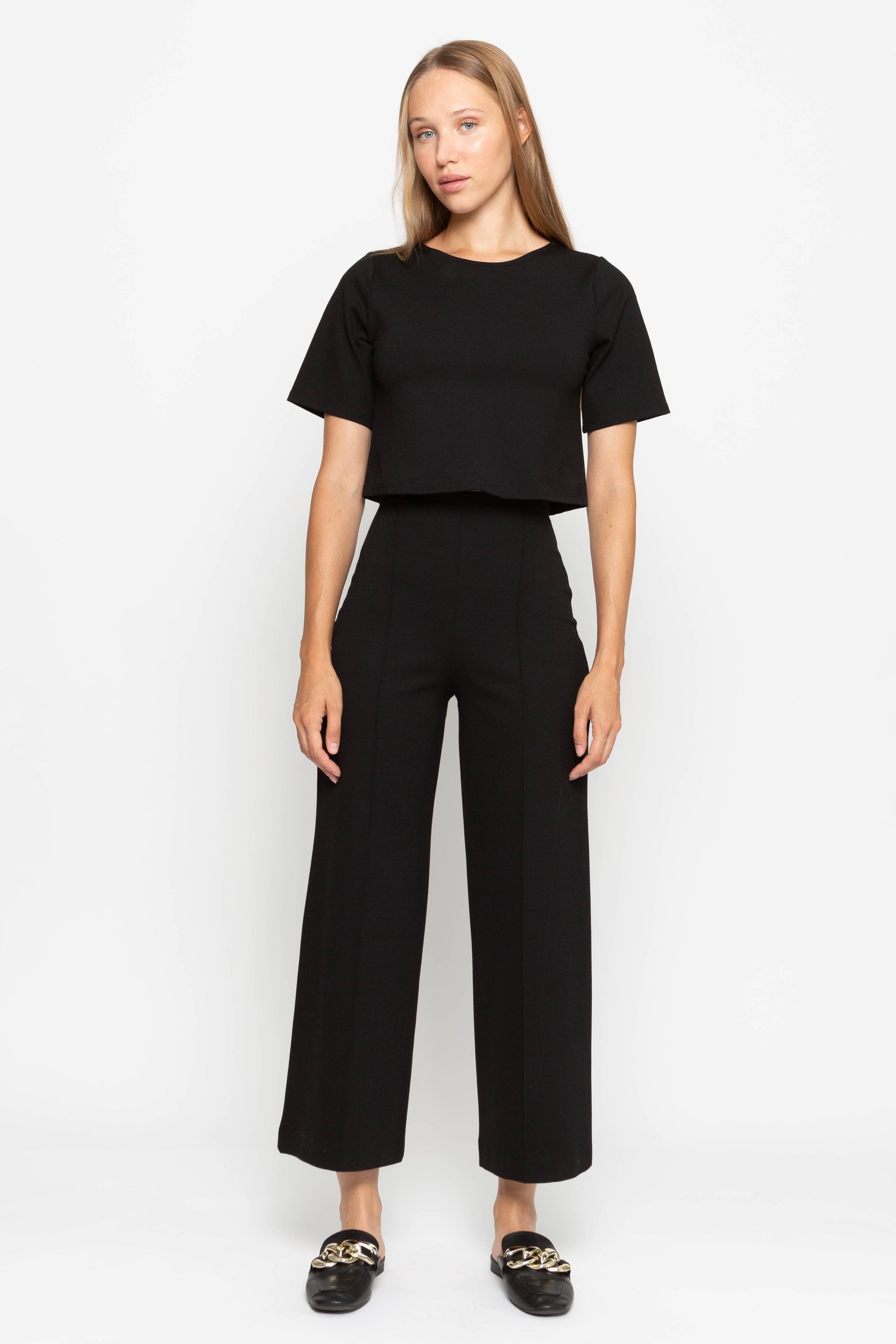 Ponte Knit Straight Leg Pant: Cropped - Wholesale