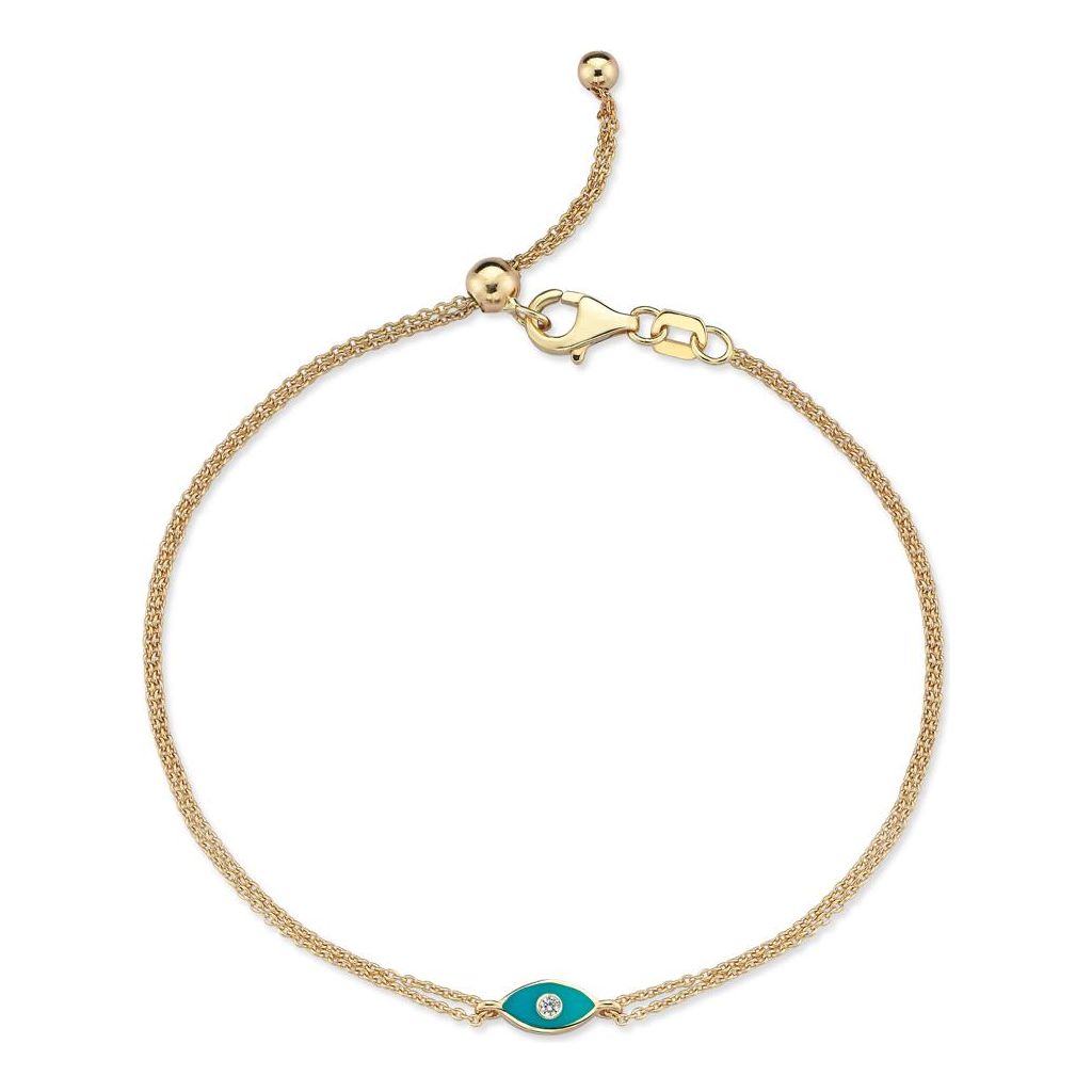 14k gold Mystic Gold &amp; Single Diamond Eye Enamel bracelet