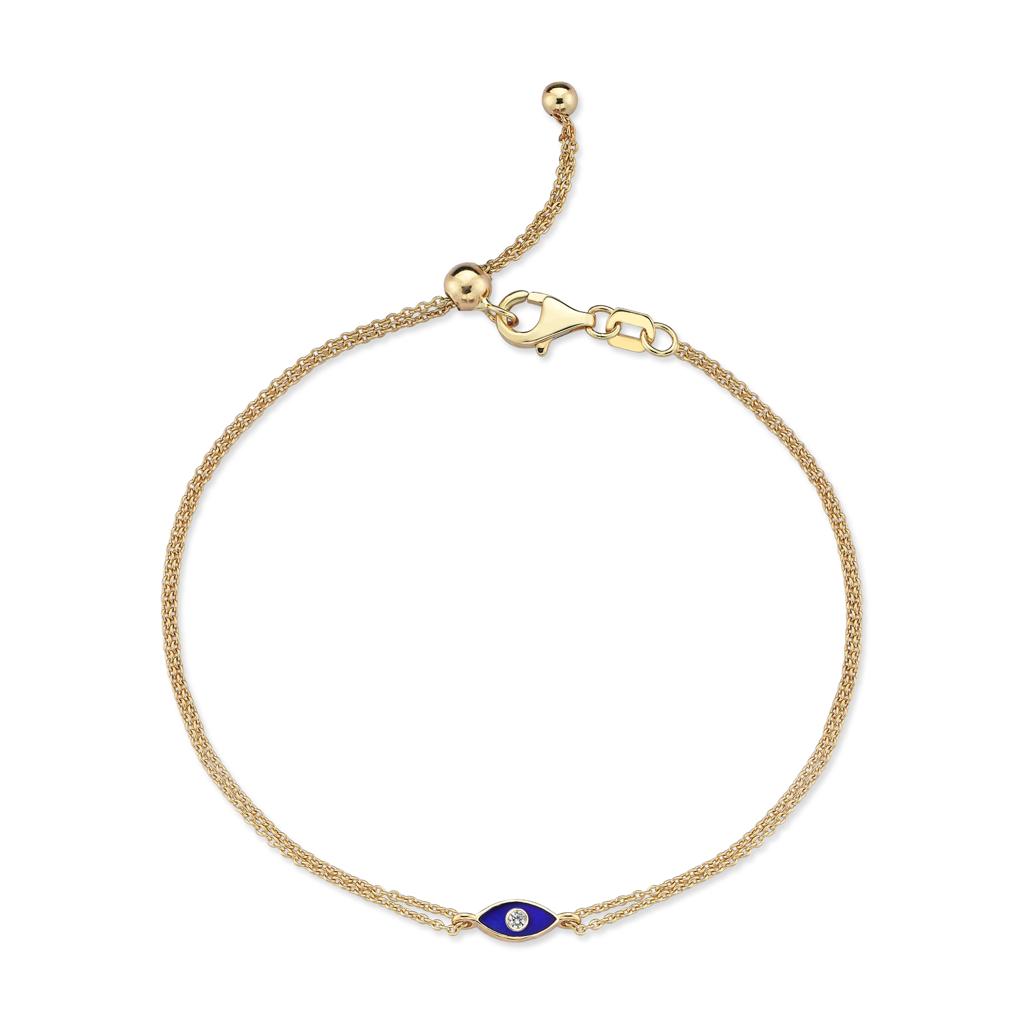 14k gold Mystic Gold &amp; Single Diamond Eye Enamel bracelet