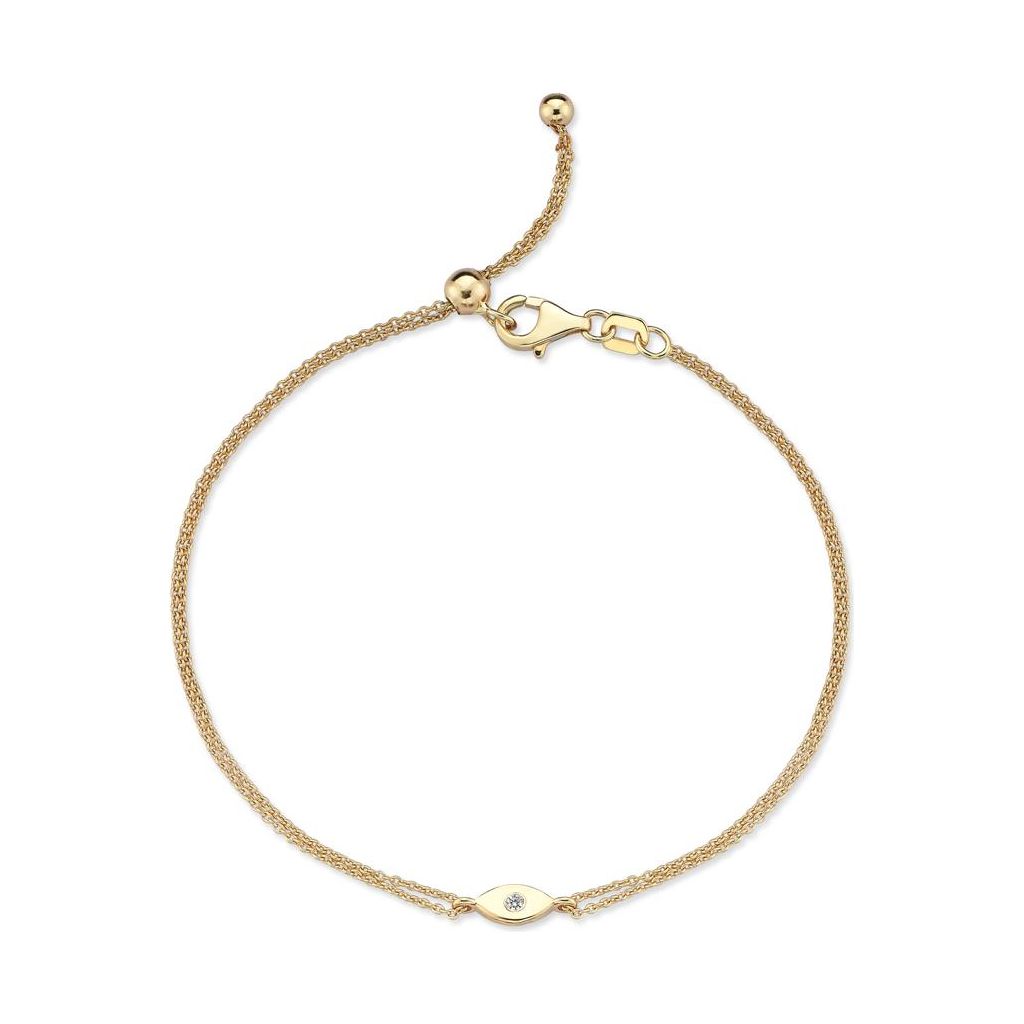 14k gold Mystic Gold &amp; Single Diamond Eye Bracelet