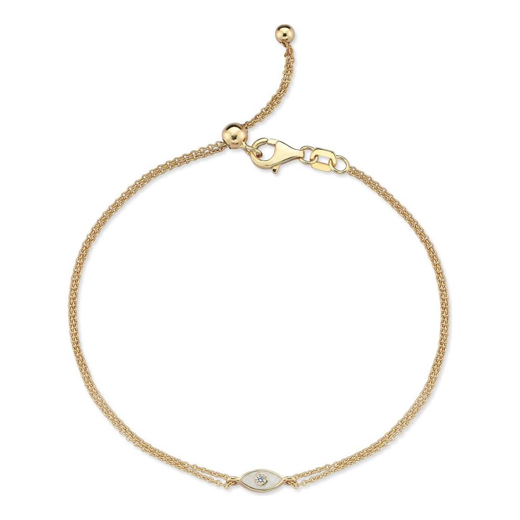 14k gold Mystic Gold &amp; Single Diamond Eye Enamel bracelet