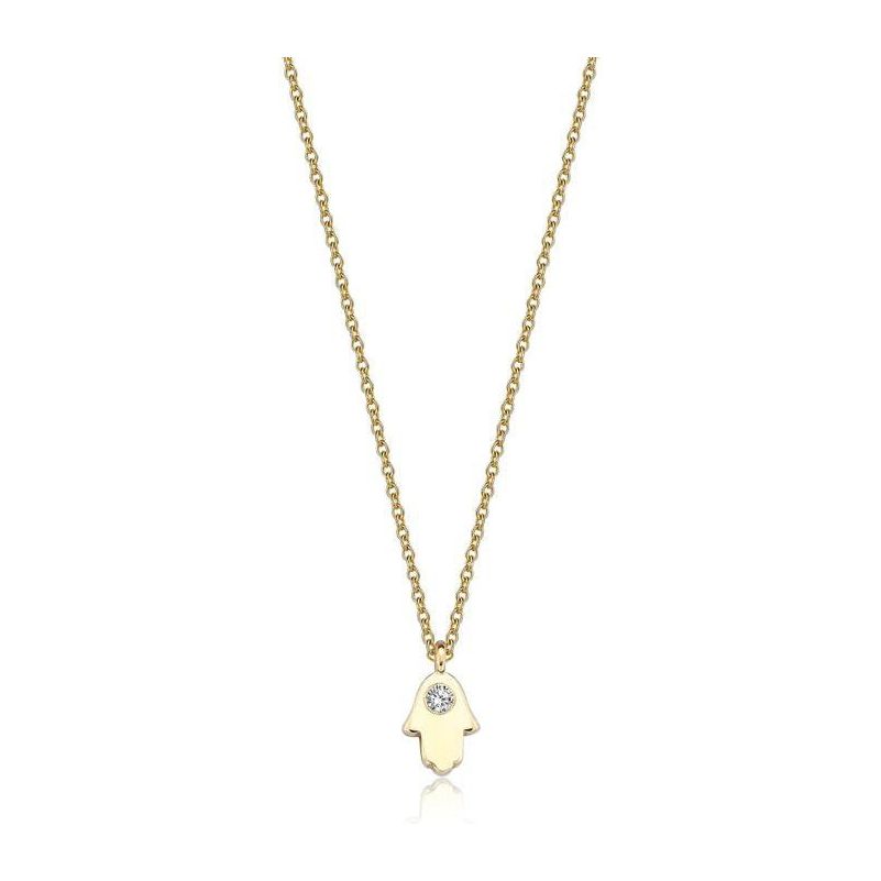 14k gold Mystic Gold &amp; Single Diamond Hamsa Necklace
