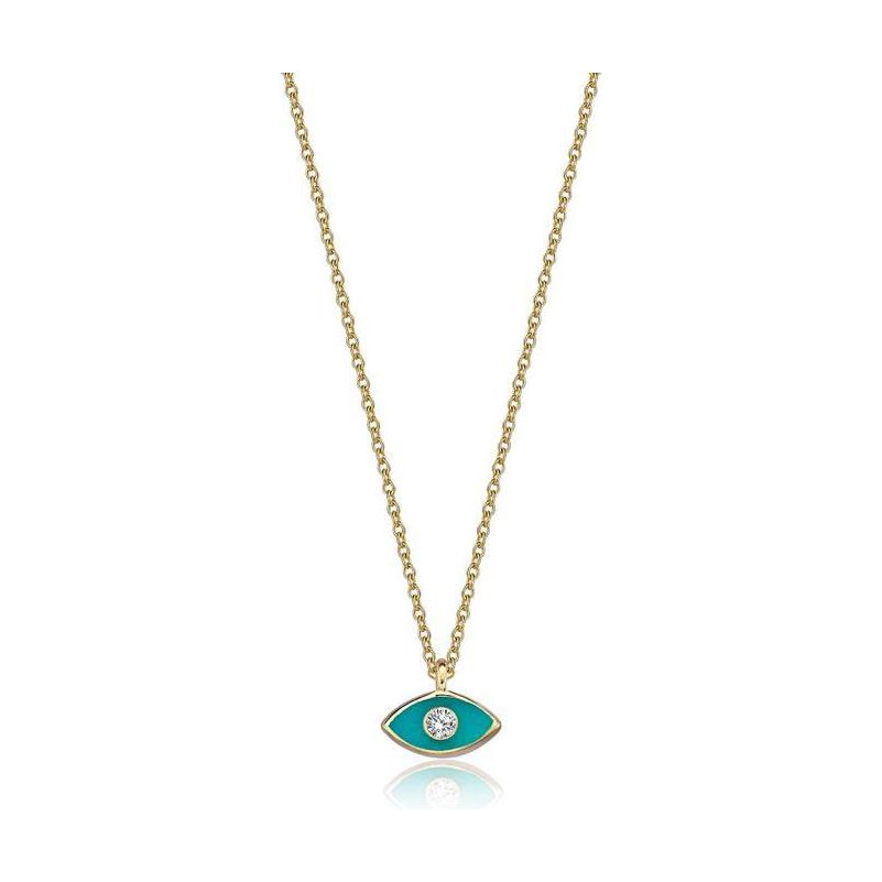 14k gold Mystic Gold &amp; Single Diamond Eye Enamel necklace