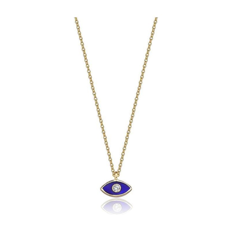14k gold Mystic Gold &amp; Single Diamond Eye Enamel necklace
