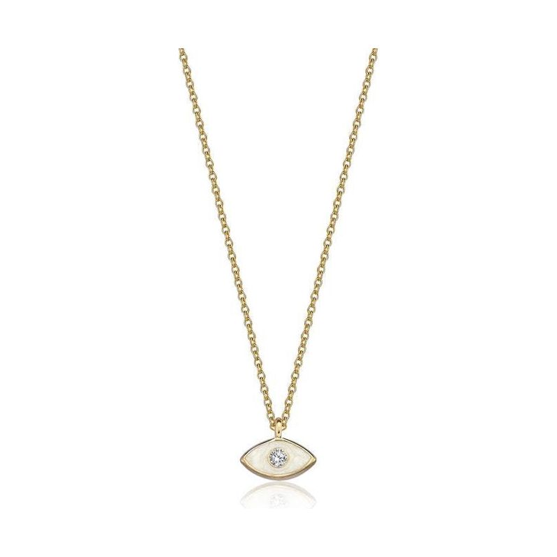 14k gold Mystic Gold &amp; Single Diamond Eye Enamel necklace