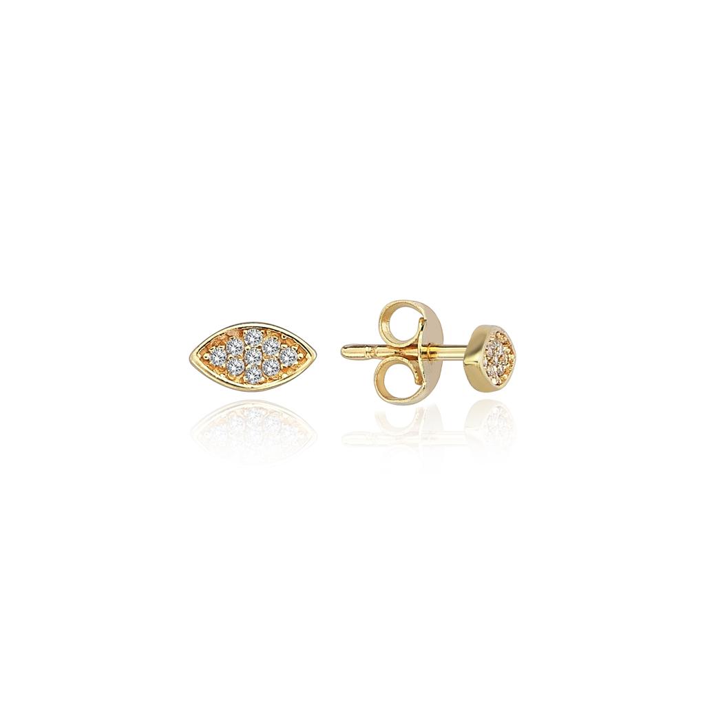 14k gold Mystic Gold, Full Dimond Eye Earring