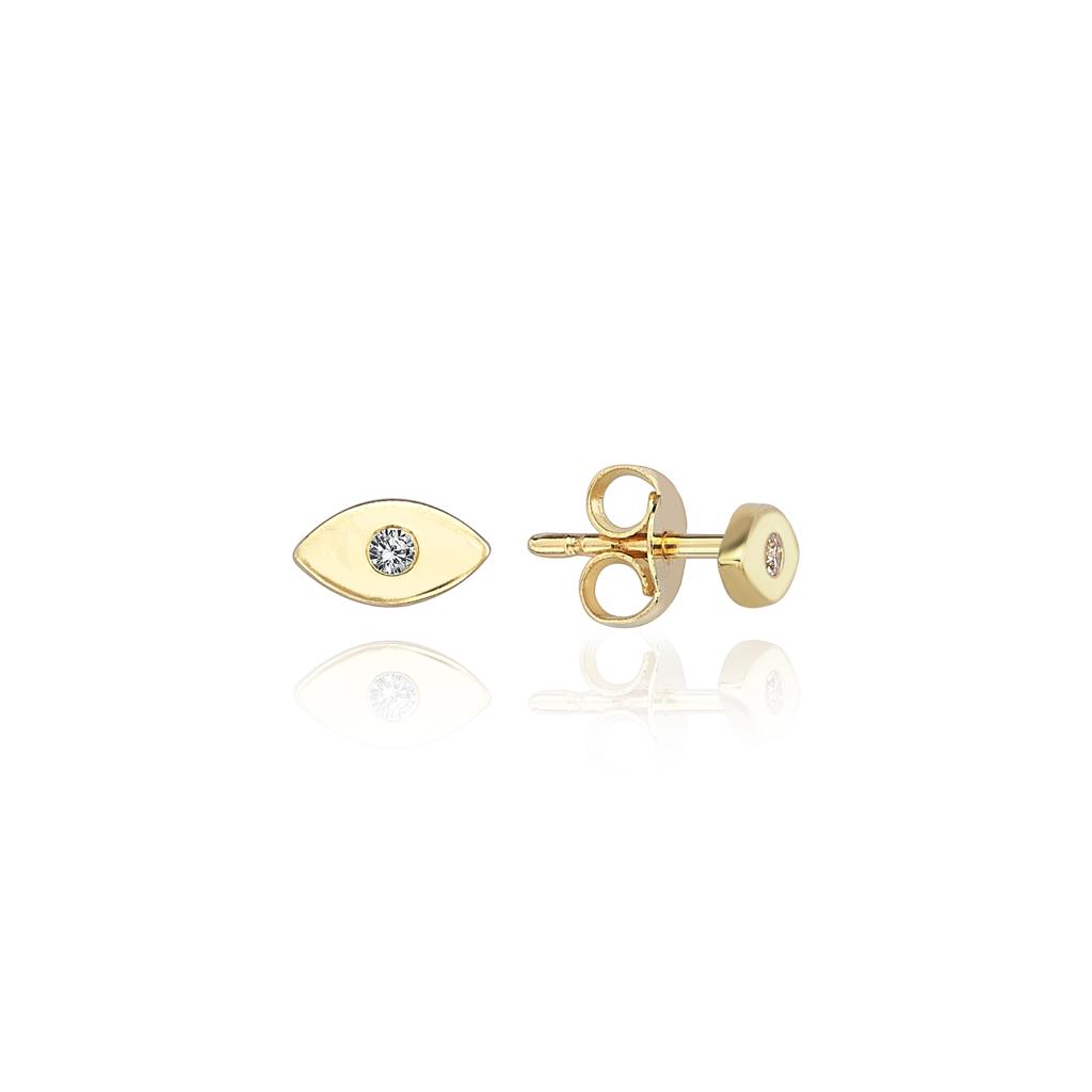 14k gold Mystic Gold With Single Diamond Eye Earring
