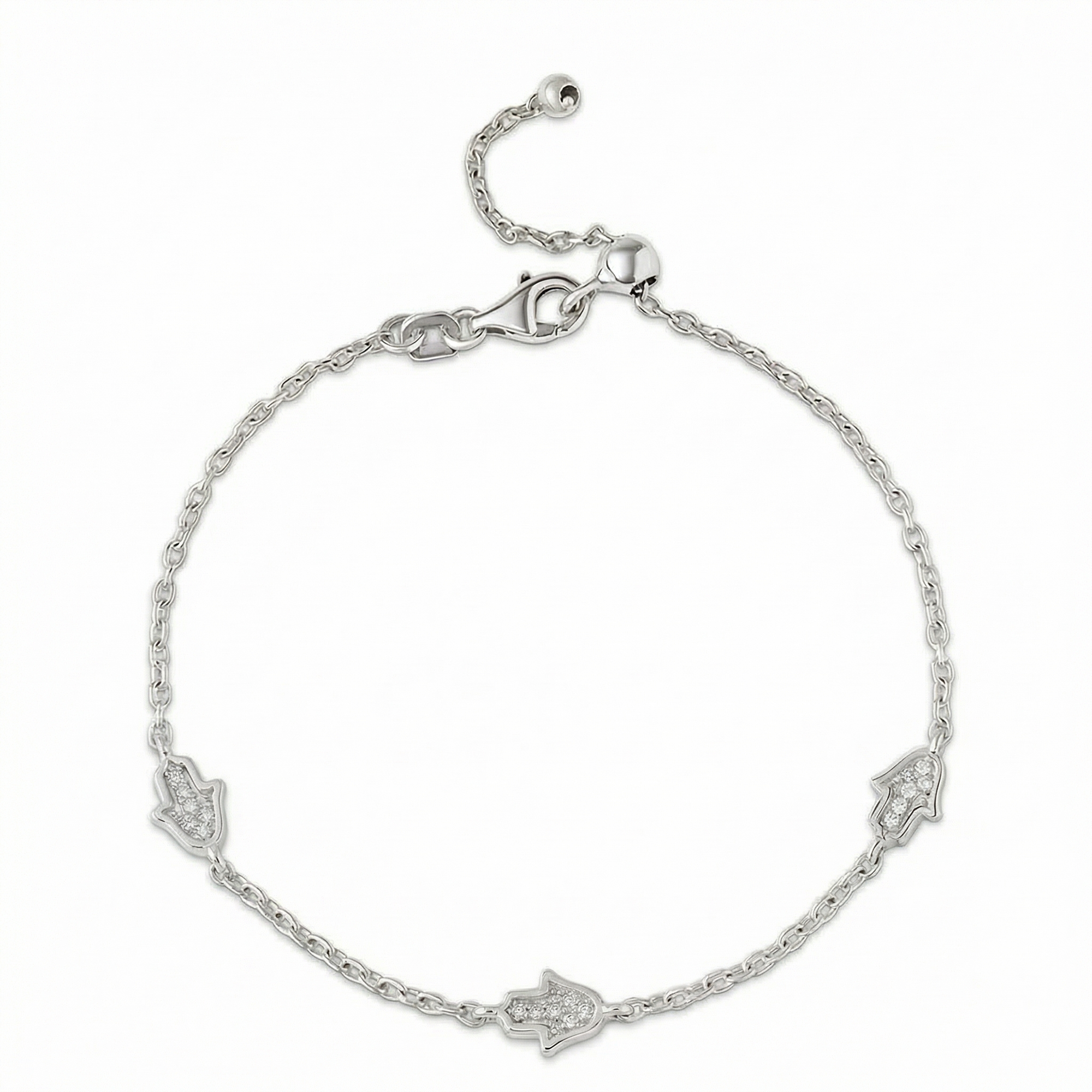 14k gold  Mystic 3 charm full diamond hamsa bracelet