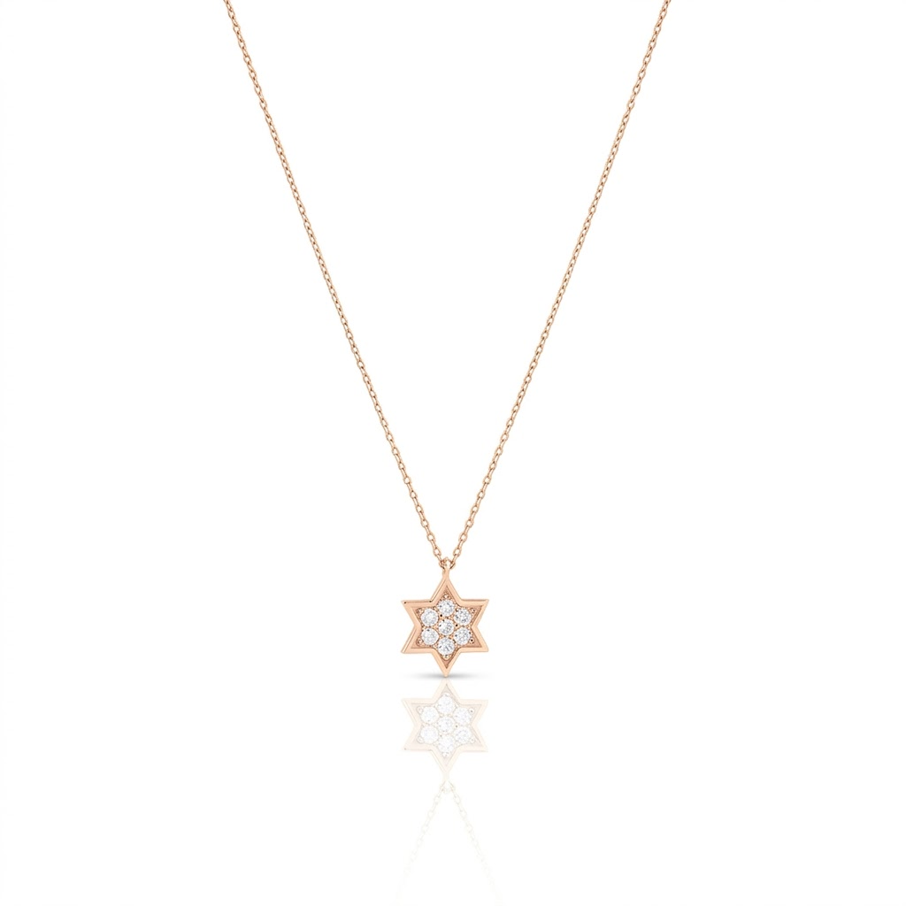14k gold 1cm full Star of David necklace
