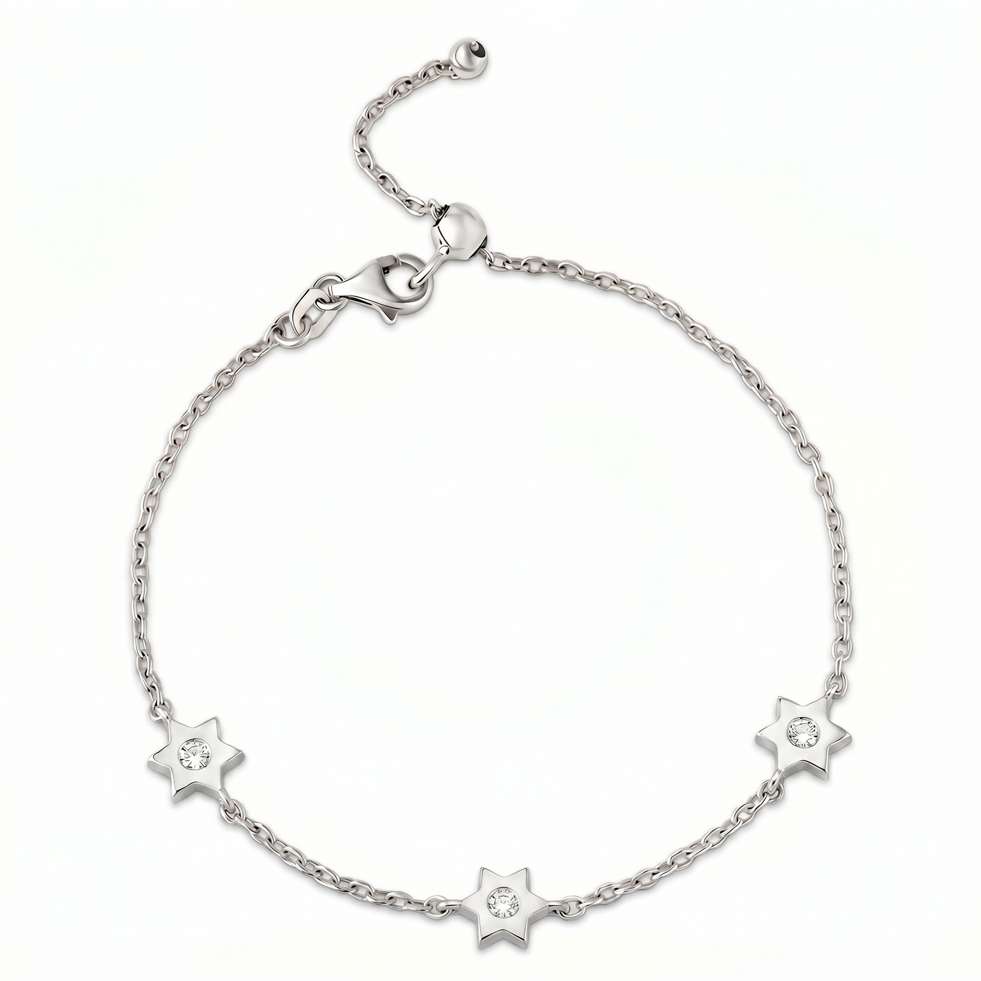 14k gold  Mystic 3 charm single diamond star bracelet