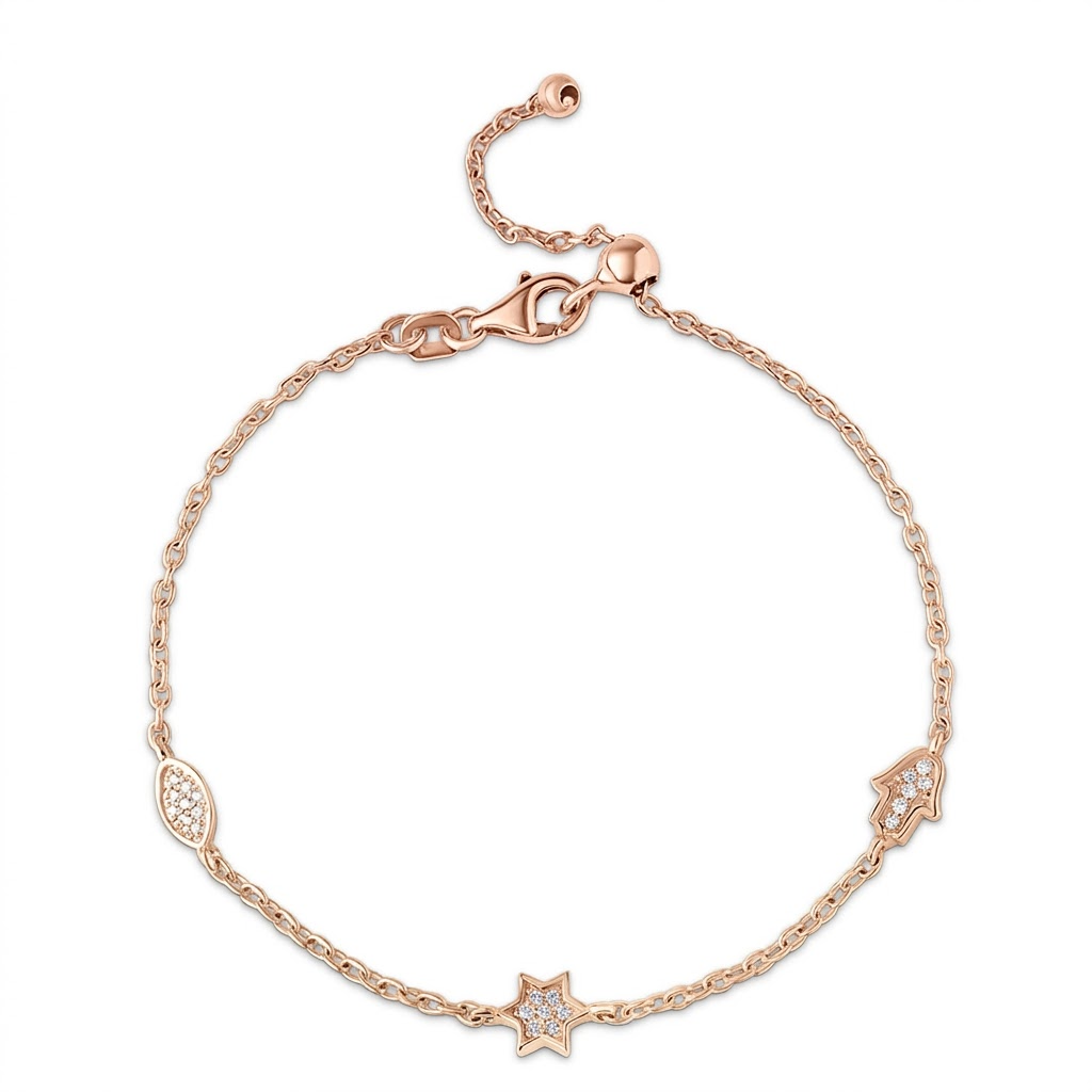 14k gold  Mystic 3 charm full diamond mix bracelet