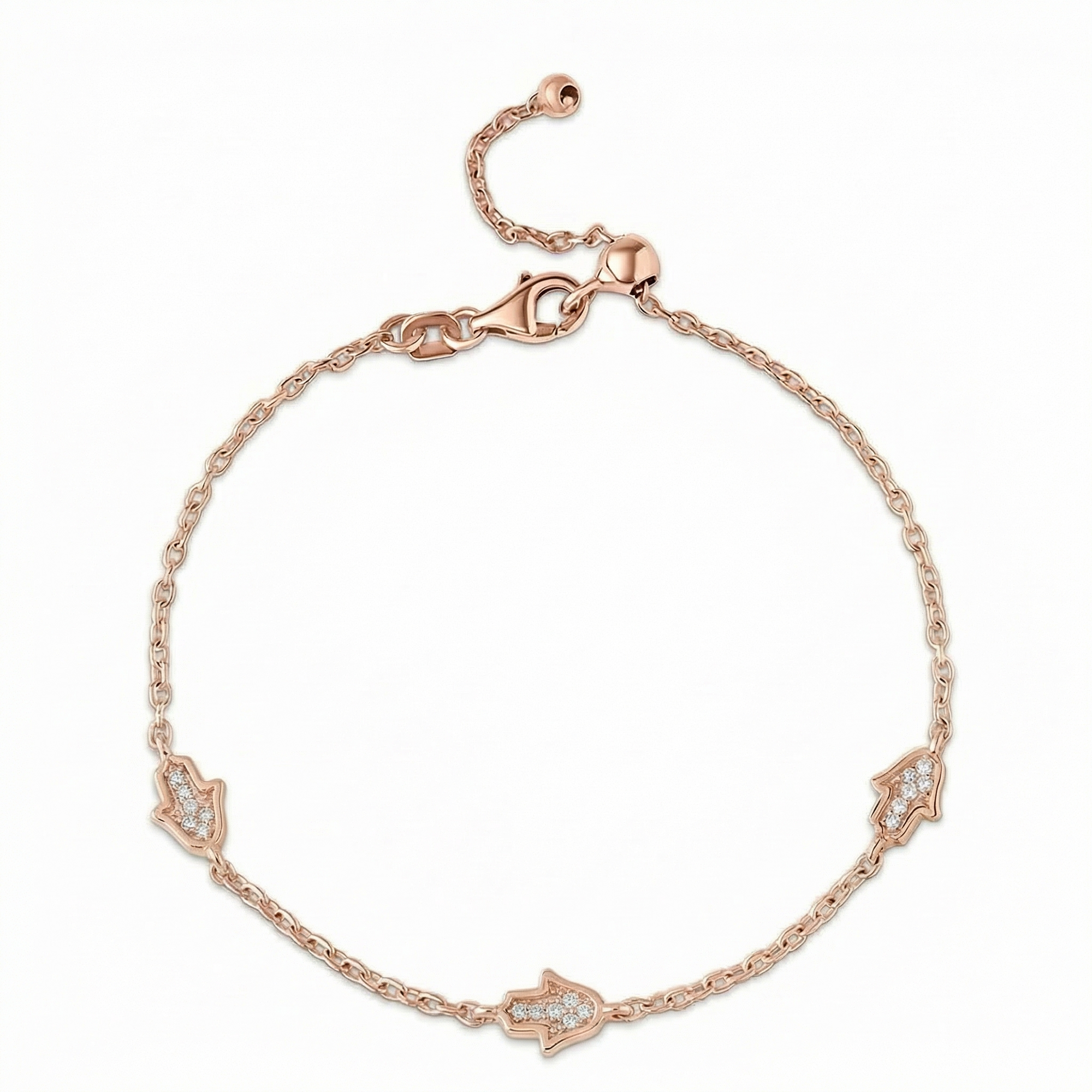 14k gold  Mystic 3 charm full diamond hamsa bracelet