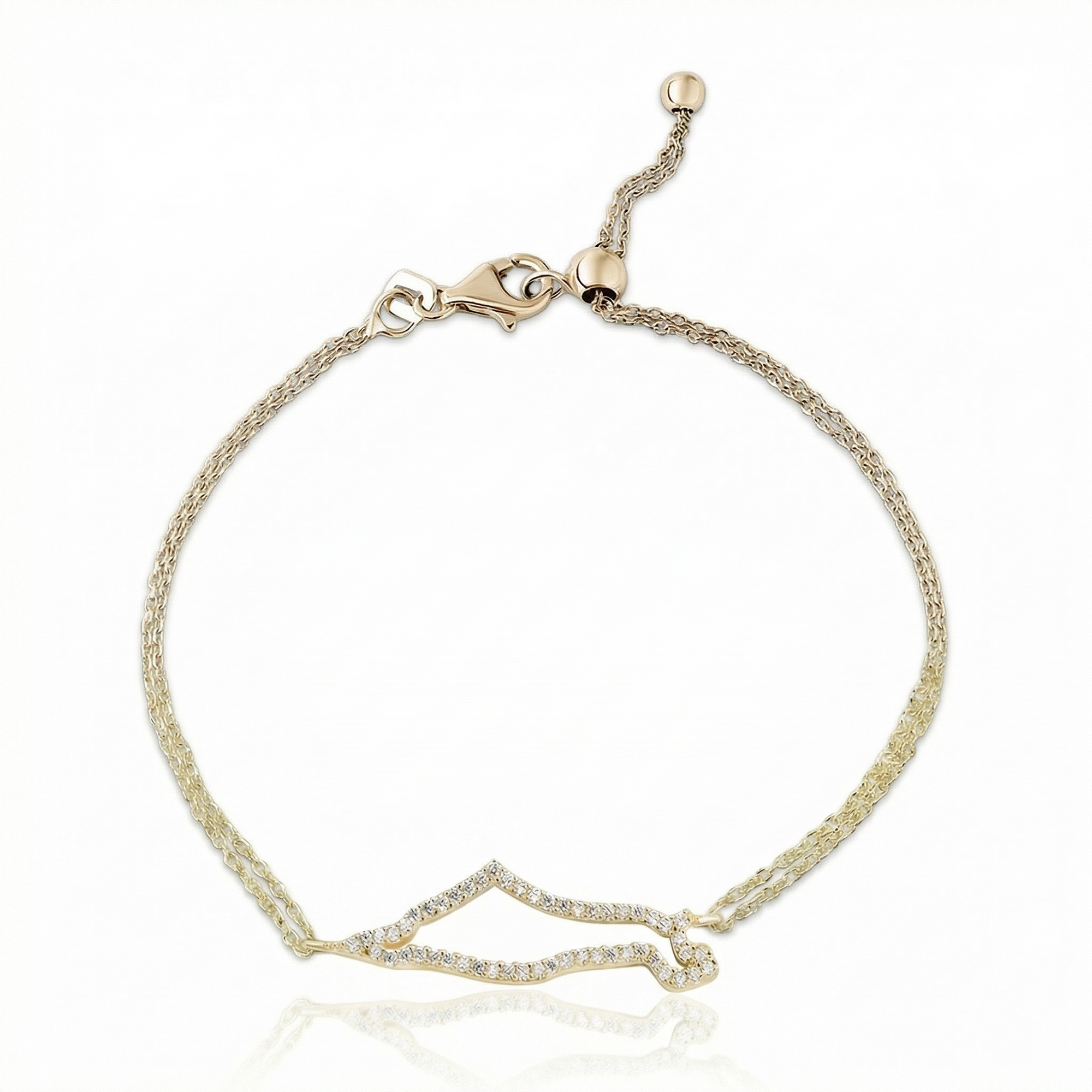 14k gold Hollo map of Israel bracelet