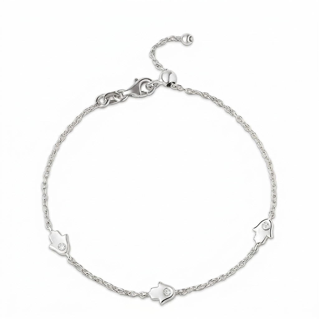 14k gold  Mystic 3 charm single hamsa beacelet
